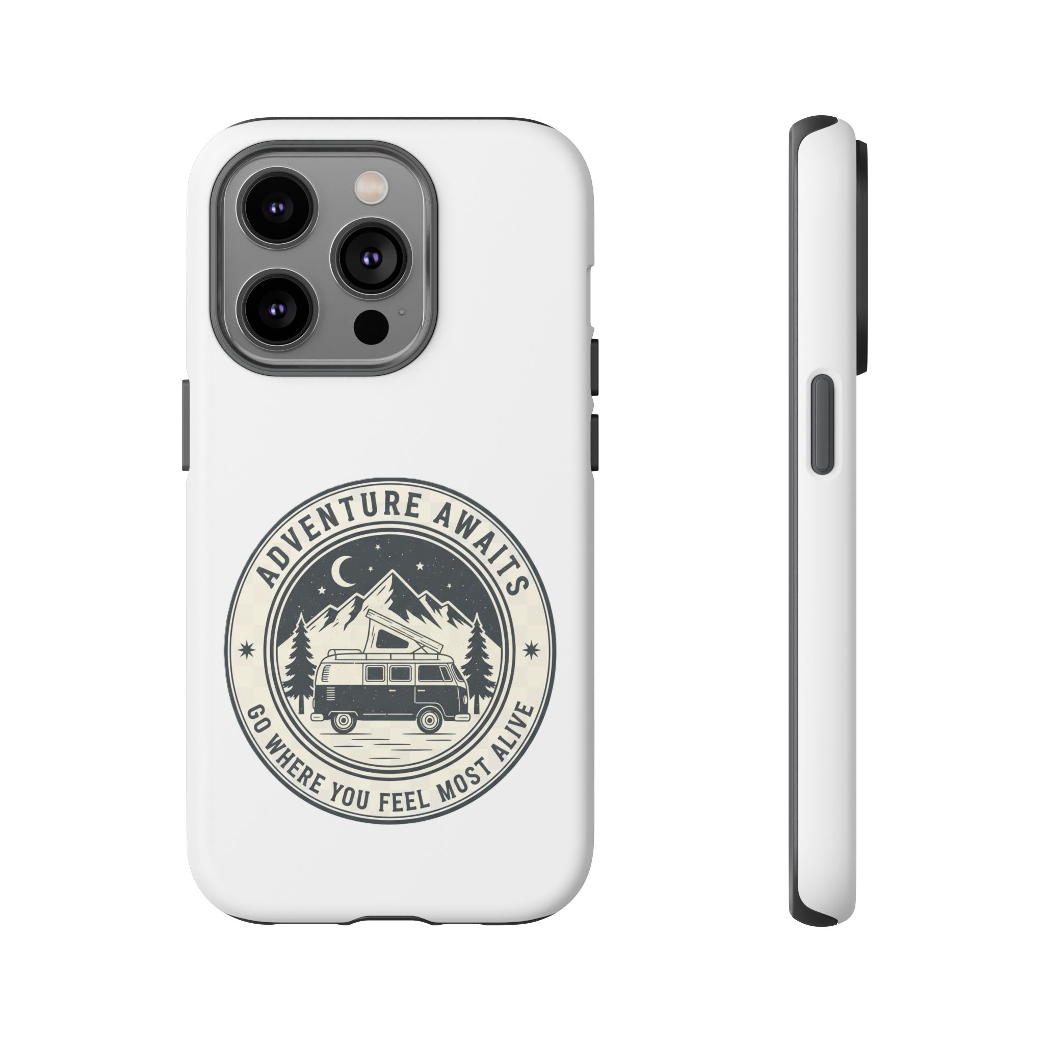 Phone Case — "Adventure Awaits-Go Where You Feel Most Alive" Camper Van Design