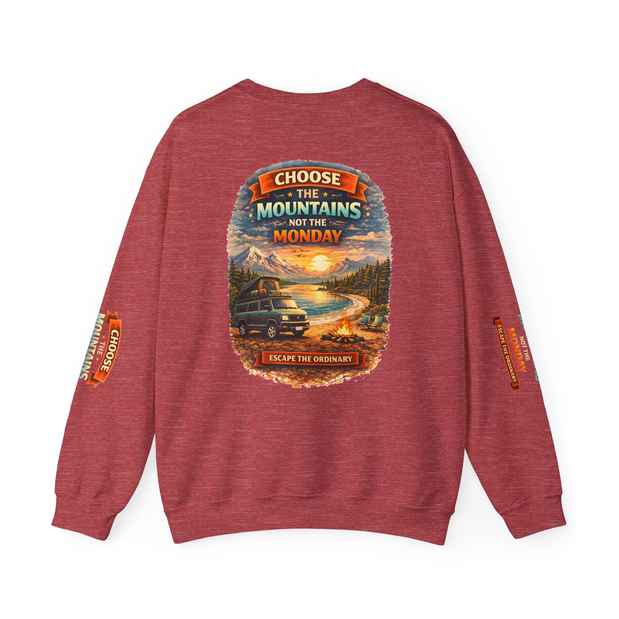 Unisex Heavy Blend™ Crewneck Sweatshirt — "Choose The Mountens" Design Scenic-Line