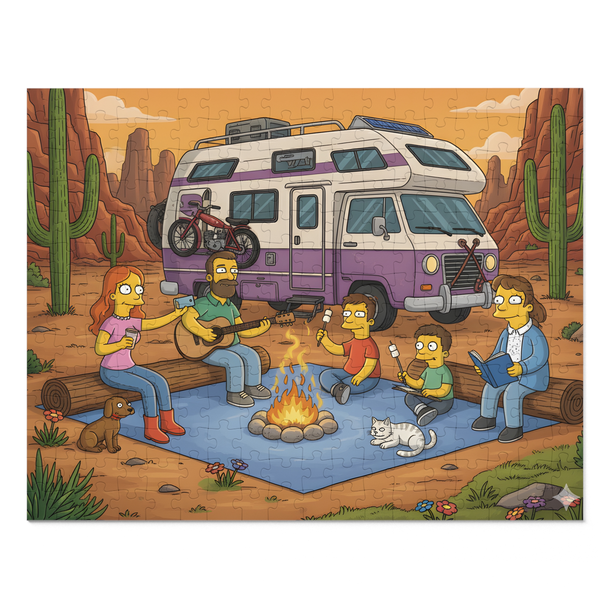 Jigsaw Puzzle with Tin – RV Campfire Design