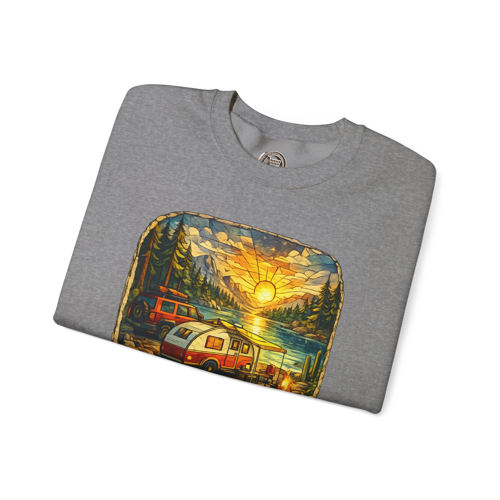 Unisex Heavy Blend™ Crewneck Sweatshirt — "Find Peace In Wild Places" Design Cubic-Line