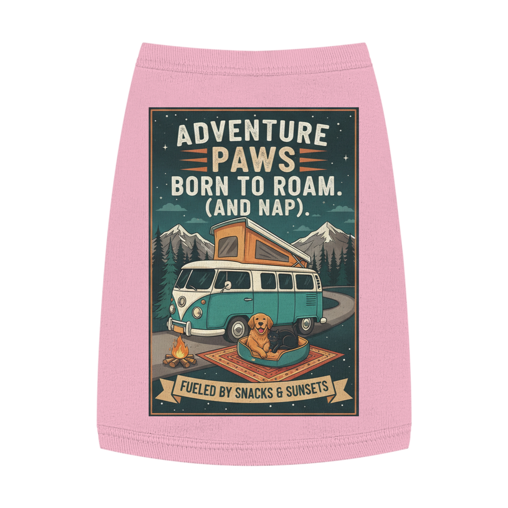 Pet Tank Top — "Adventure Paws Born to Roam (And Nap)" Camping Dog Shirt