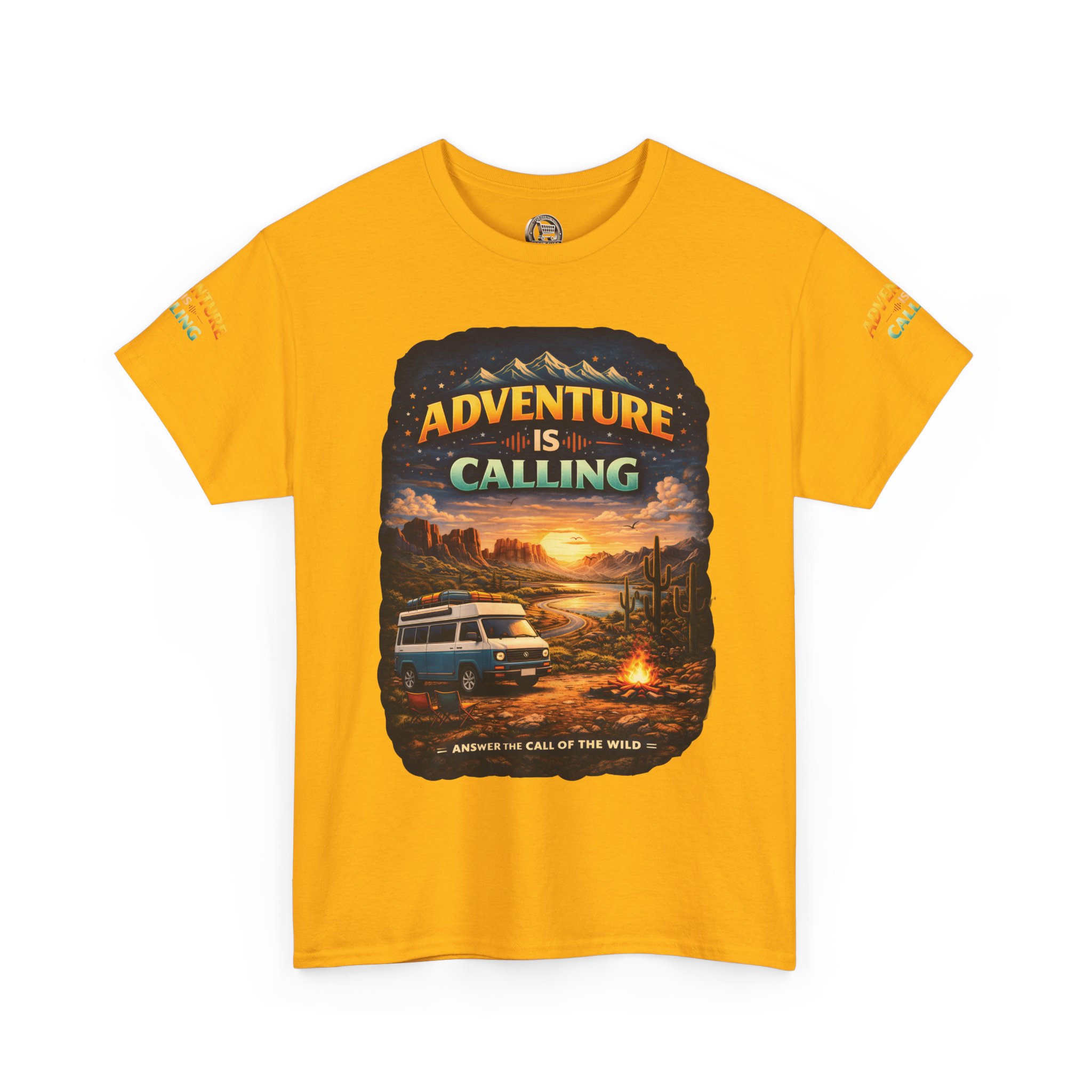 Unisex Heavy Cotton Tee — "Adventure Is Calling" Design Scenic-Line
