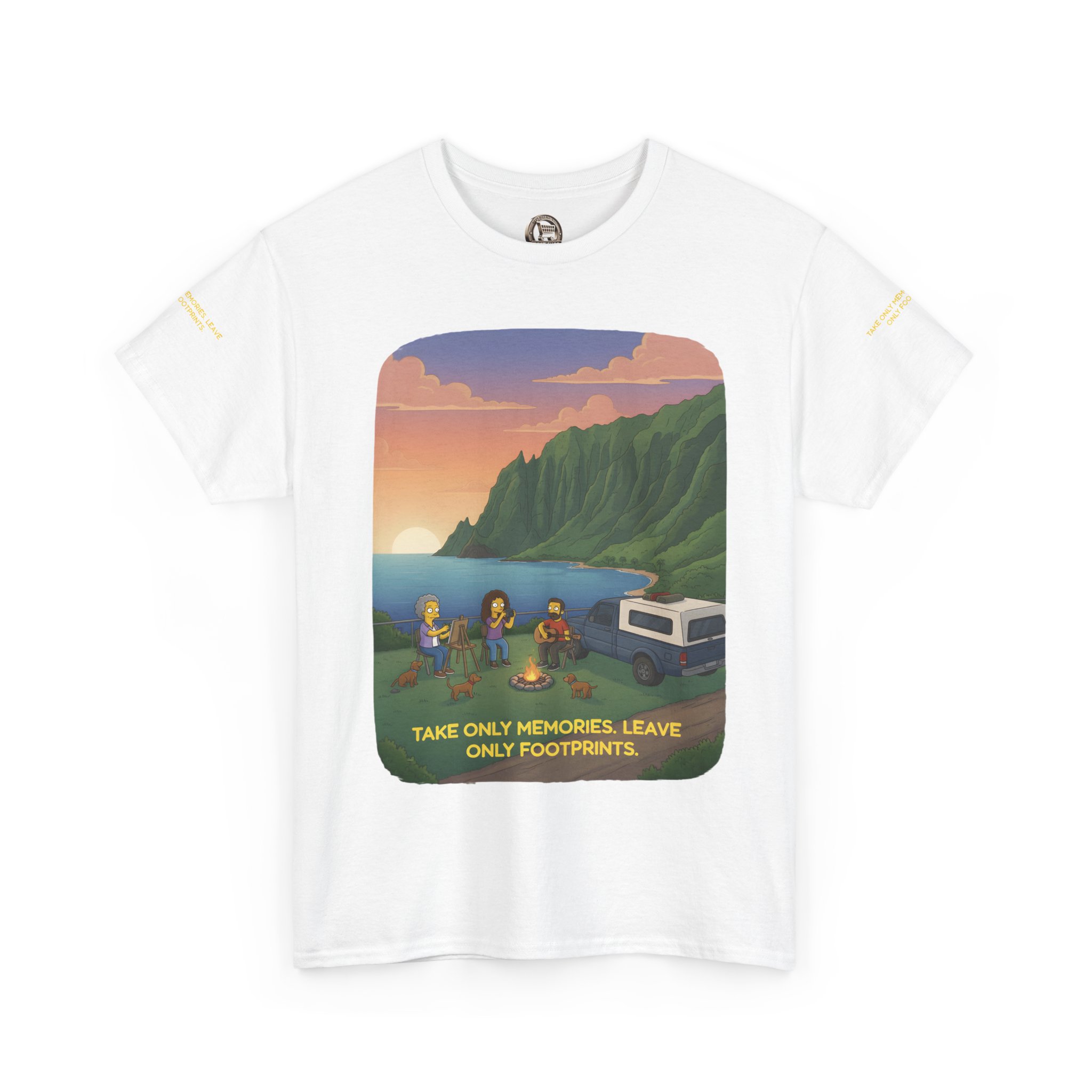 Unisex Heavy Cotton Tee — "Take Only Memories-Leave Only Footprints" Design Sitcom-Line