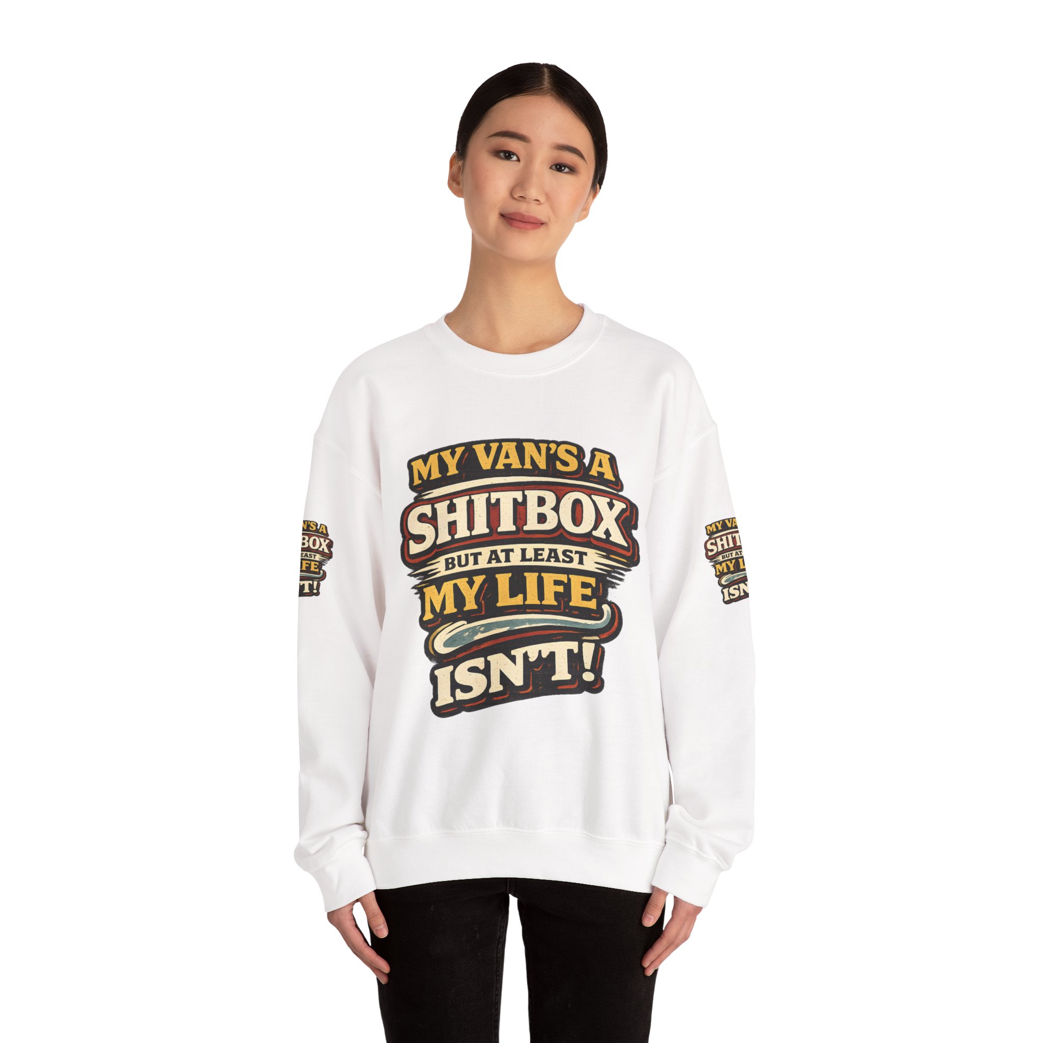 10935910000036725193_2048.jpeg Unisex Heavy Blend™ Crewneck Sweatshirt — "My Van`s A Shitbox" Design F**K-Line