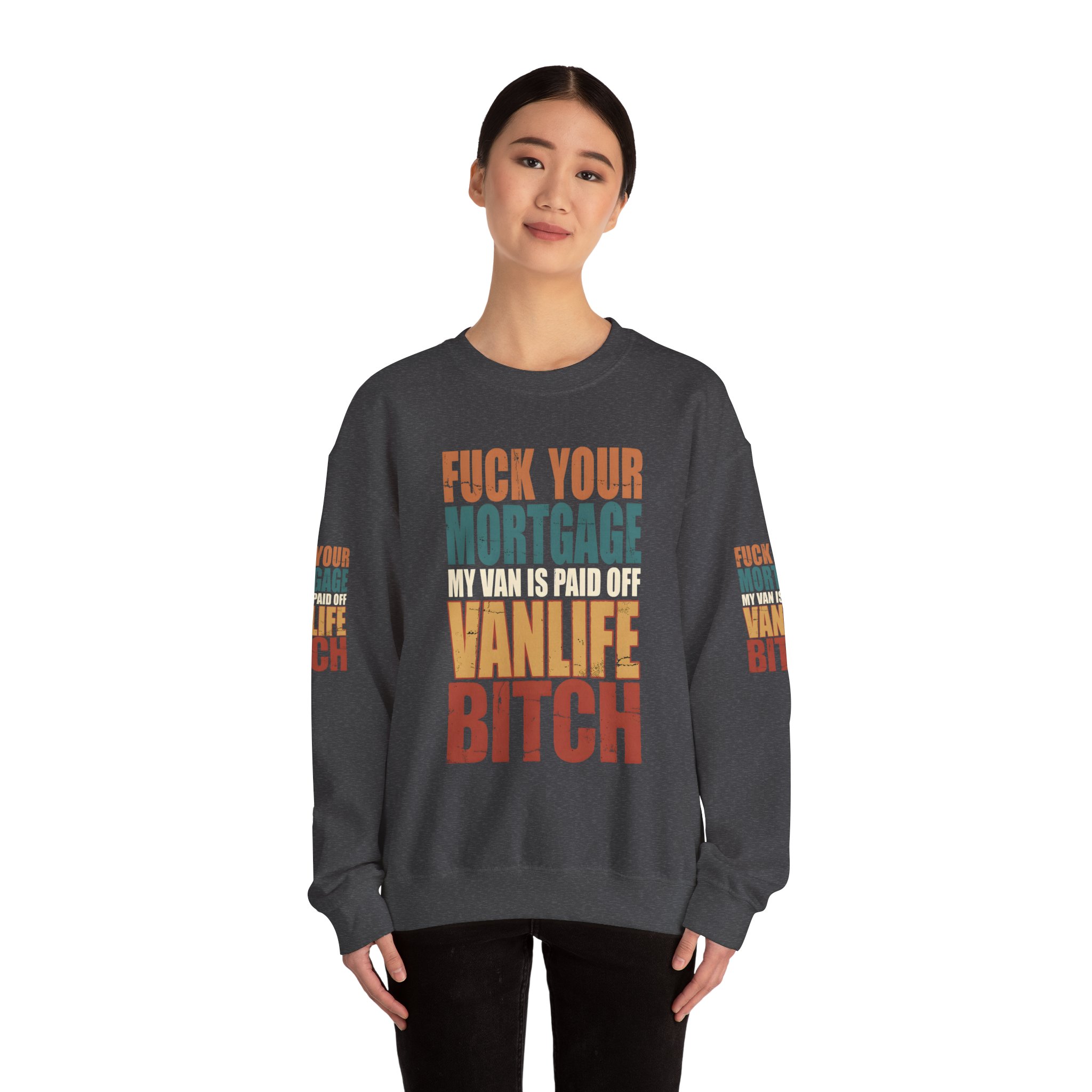 Unisex Heavy Blend™ Crewneck Sweatshirt — "Fuck Your Mortgage" Design F**K-Line