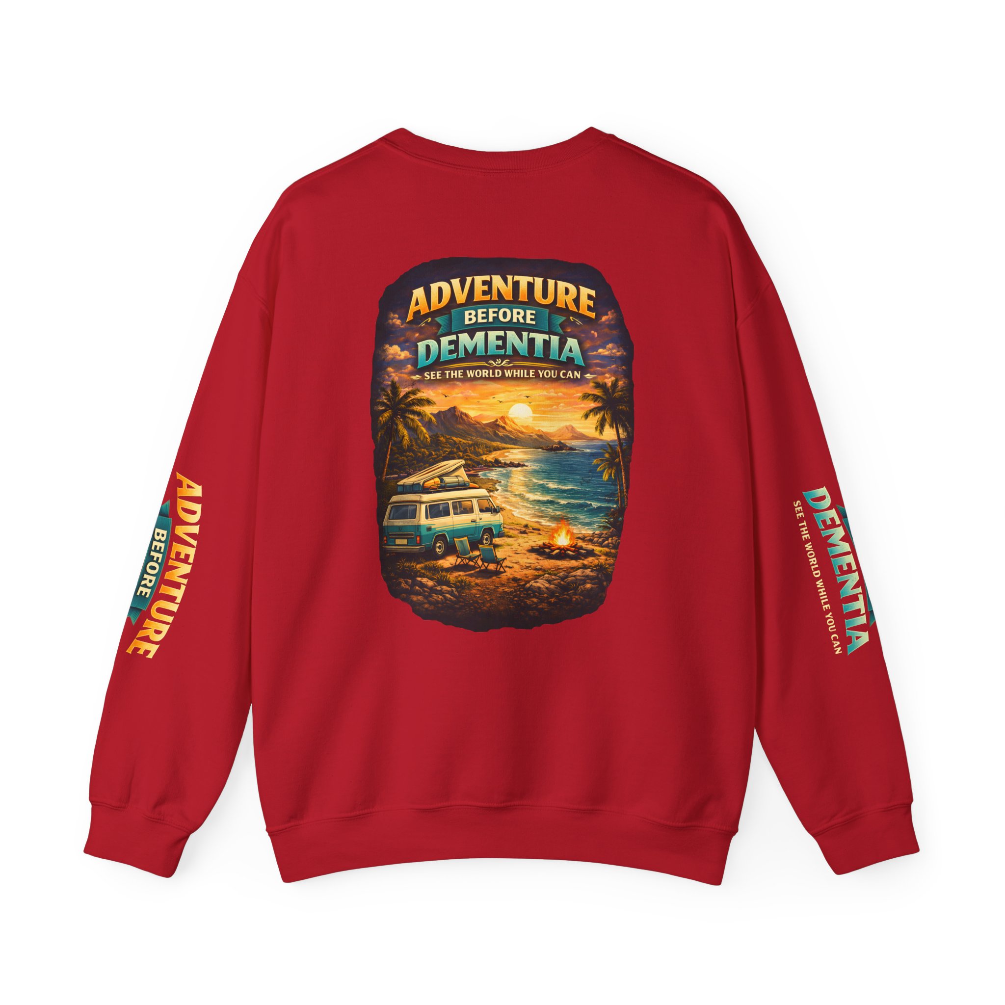 Unisex Heavy Blend™ Crewneck Sweatshirt — "Adventure Before Dementia" Design Scenic-Line