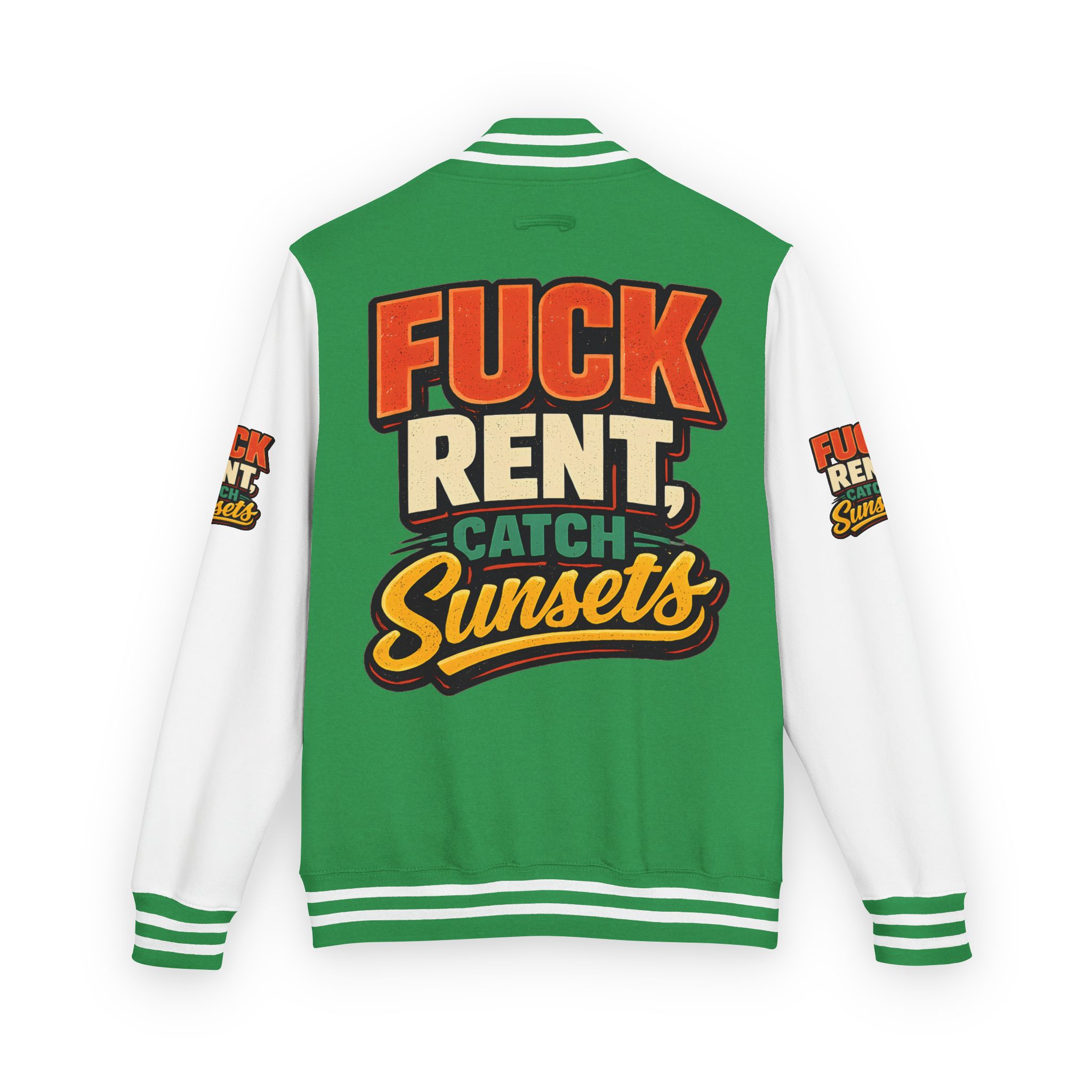 10939923898629397857_2048-2.jpeg Unisex Heavyweight Letterman Jacket — "Fuck Rent Catch Sunsets" Design F**K-Line