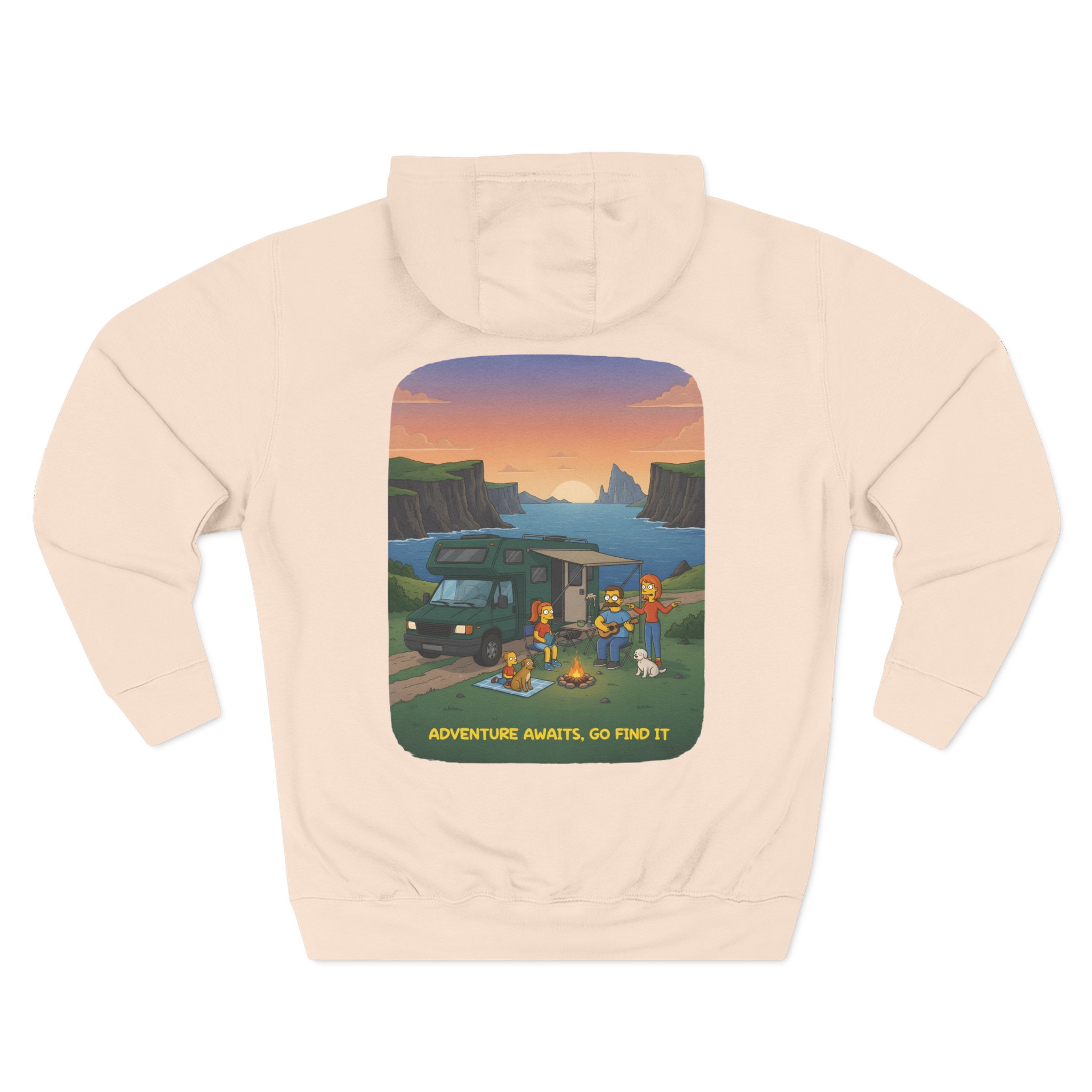 Three-Panel Fleece Hoodie - "Adventure Awaits-Go Find It"" Design Sitcom-Line