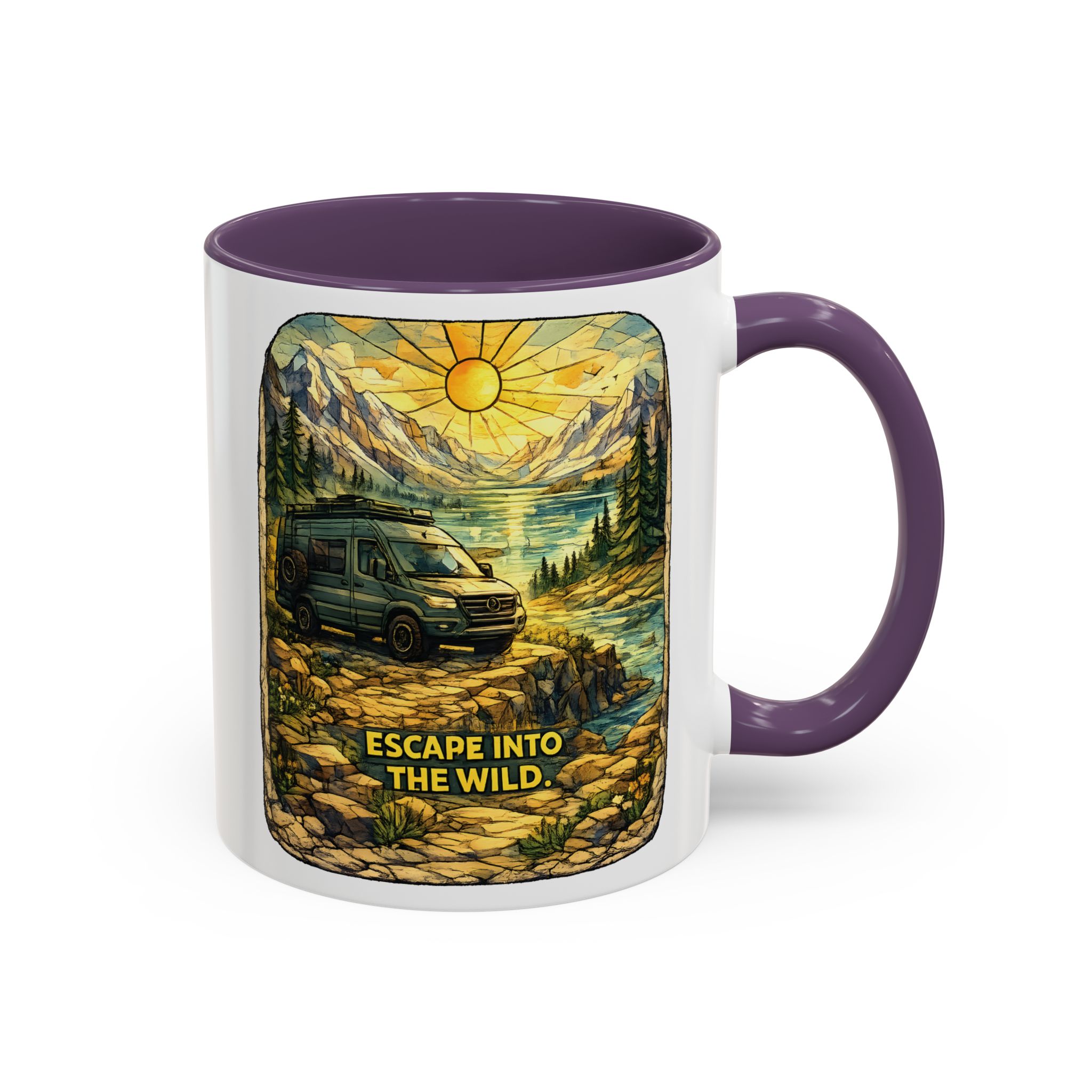 Accent Coffee Mug (11, 15oz) — "Escape Into The Wild" Design Cubic-Line