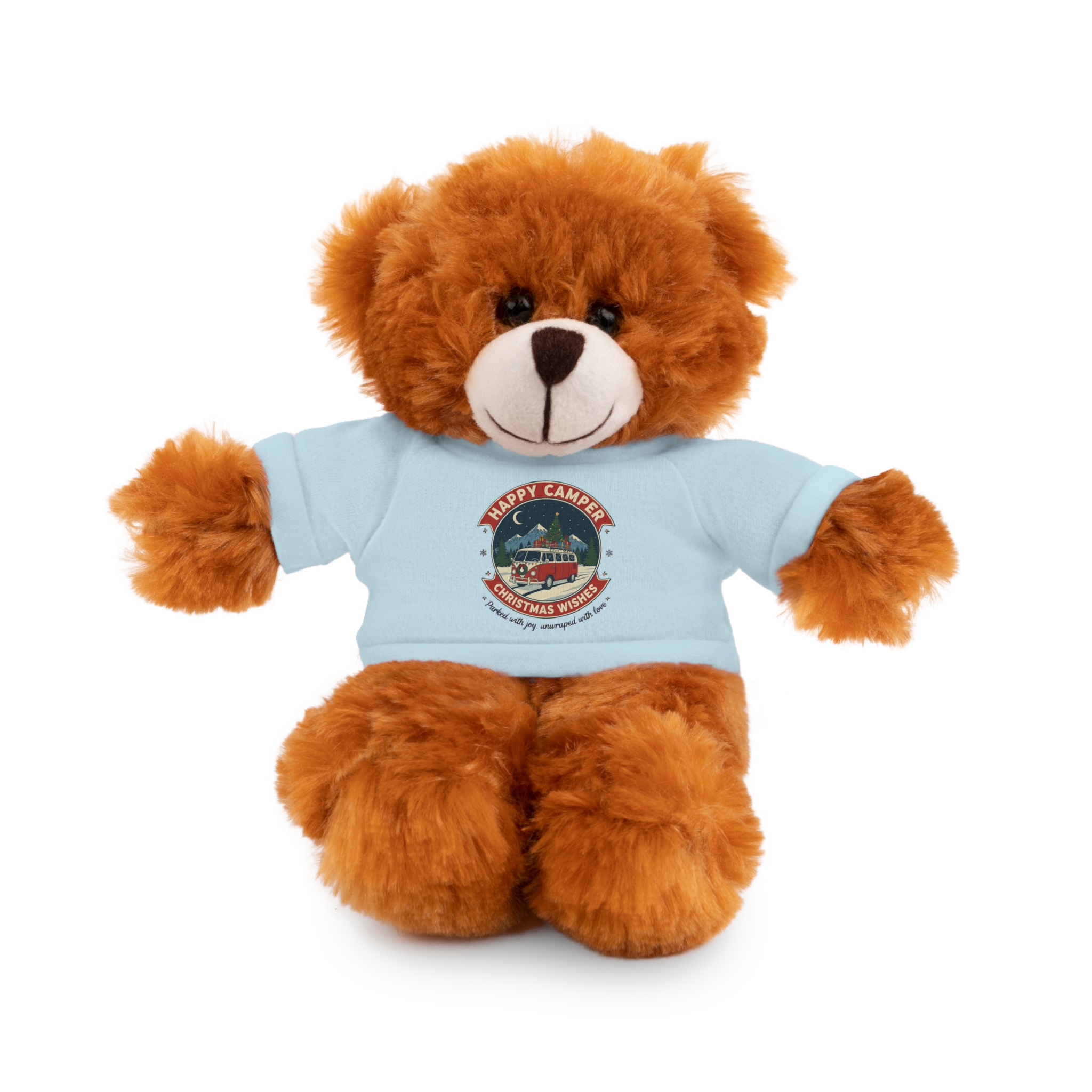Happy Christmas Teddy Bear with 'Happy Camper Christmas Wishes' Tee