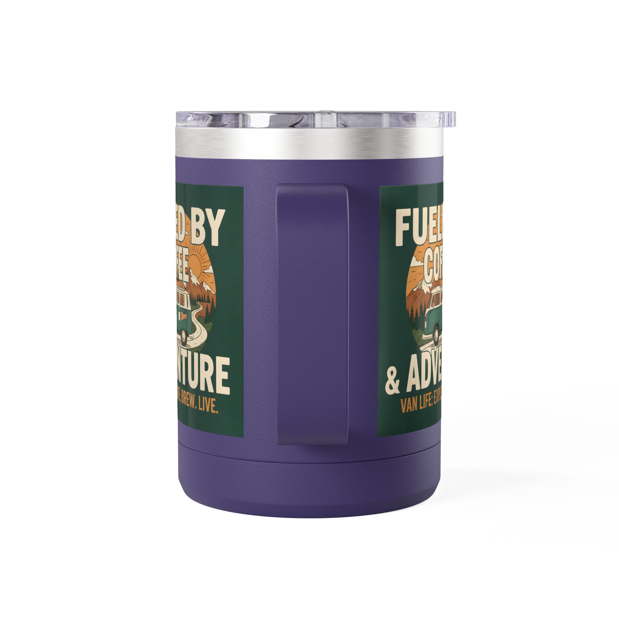 Coffee Mug Tumbler, 15oz — "Fueled by Coffee & Adventure"