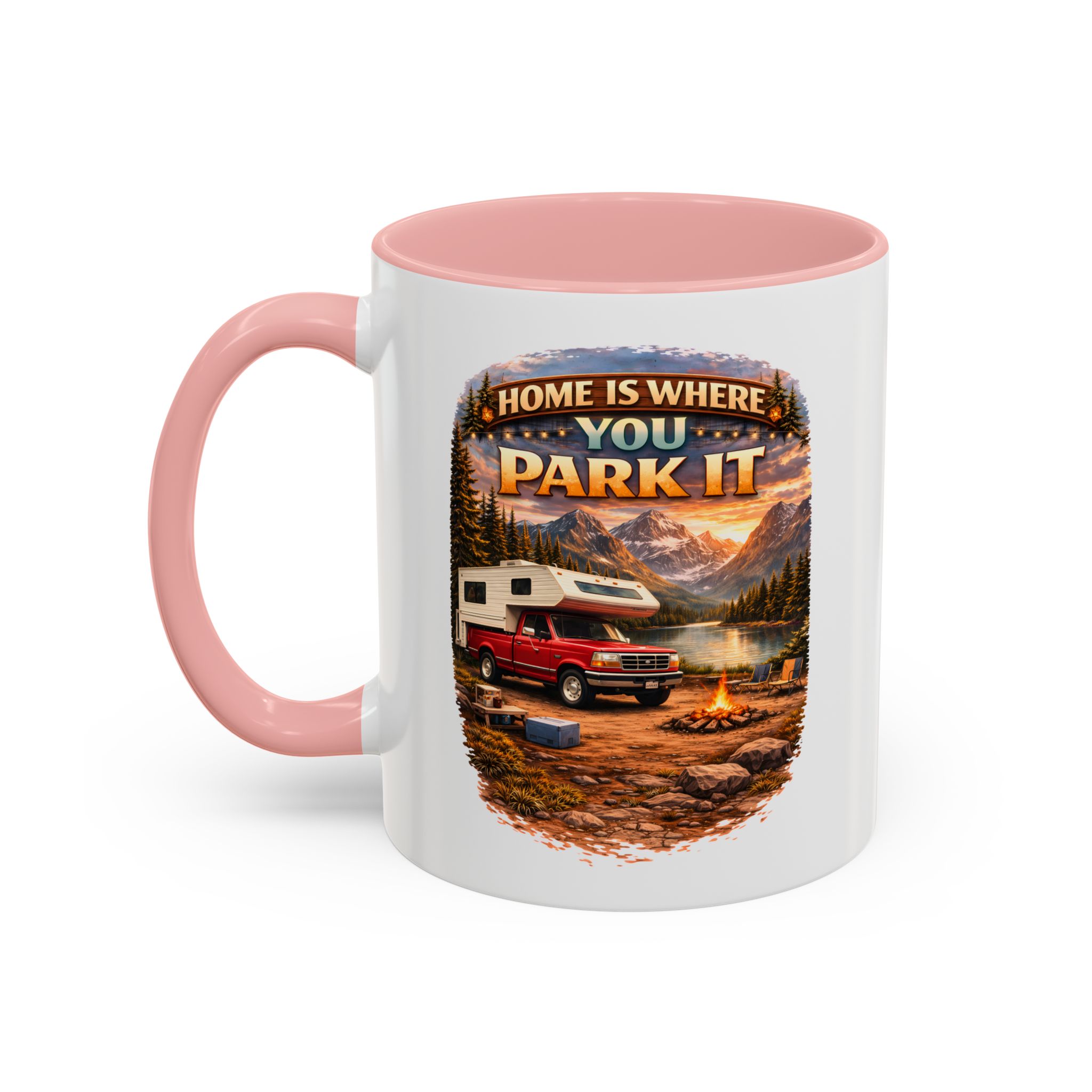 Accent Coffee Mug (11, 15oz) — "Home Is Where You Park It" Design Scenic-Line