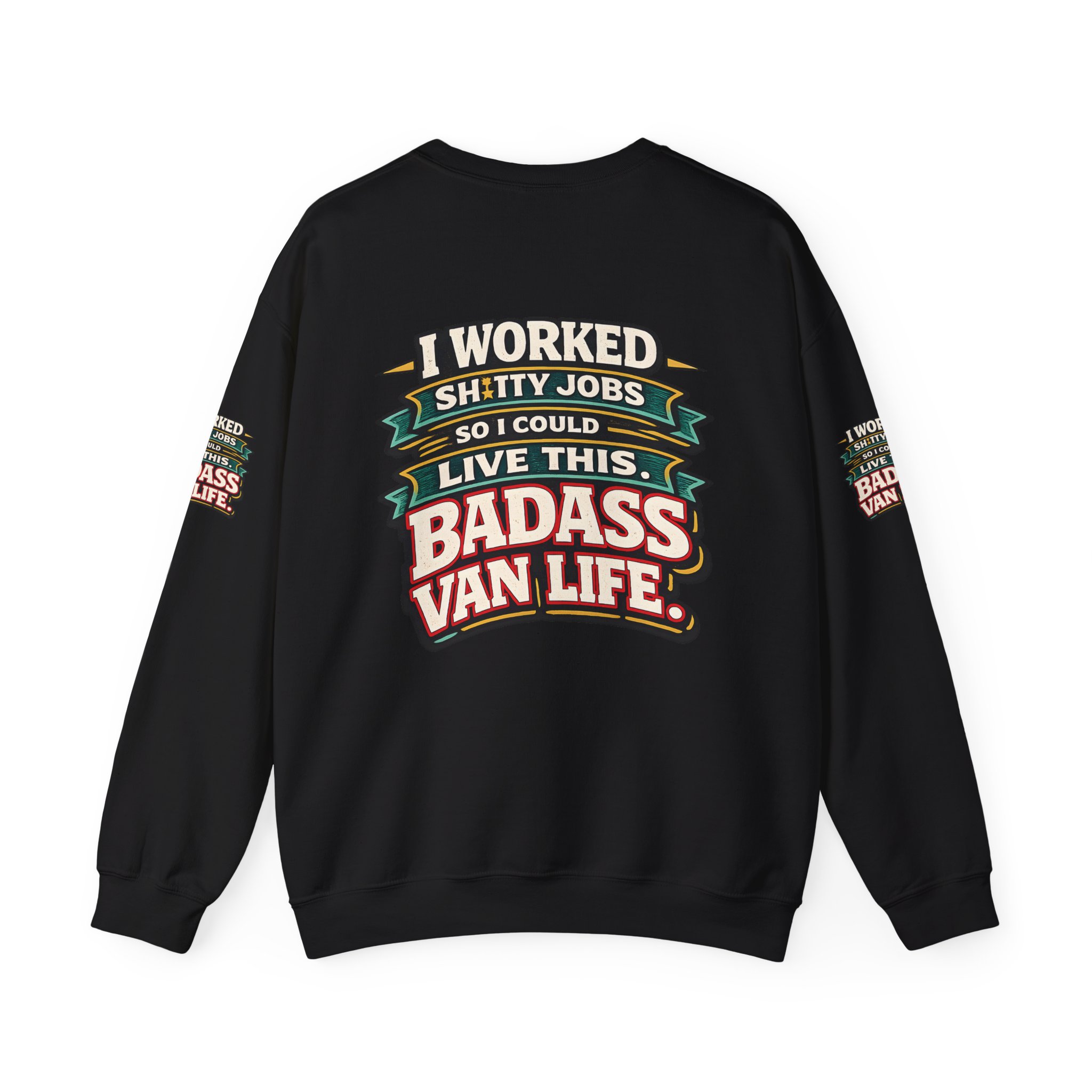 Unisex Heavy Blend™ Crewneck Sweatshirt — "I Worked Shitty Jobs" Design F**K-Line