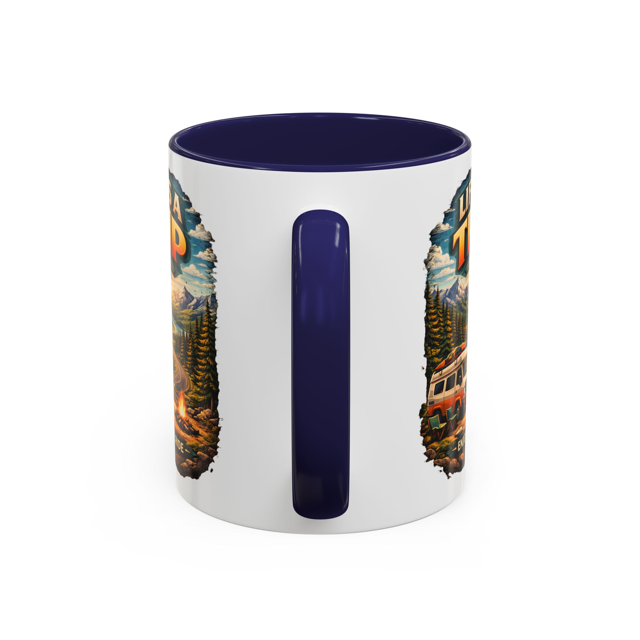 Accent Coffee Mug (11, 15oz) — "Life s A Trip" Design Scenic-Line
