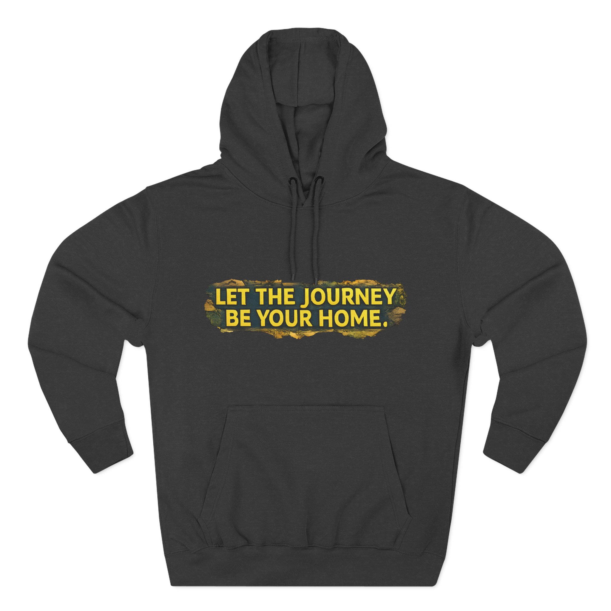 Three-Panel Fleece Hoodie - "Let The Journey Be Your Home" Design Cubic-Line