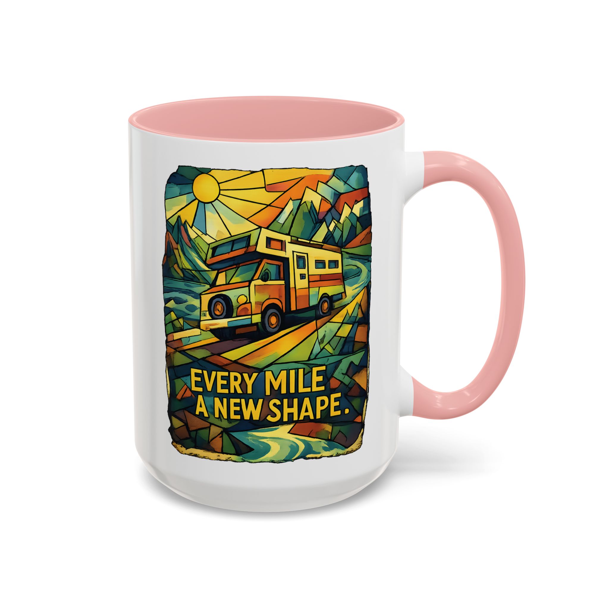 10977429322604902871_2048.jpeg Accent Coffee Mug (11, 15oz) — "Every Mile A New Shape" Design Cubic-Line