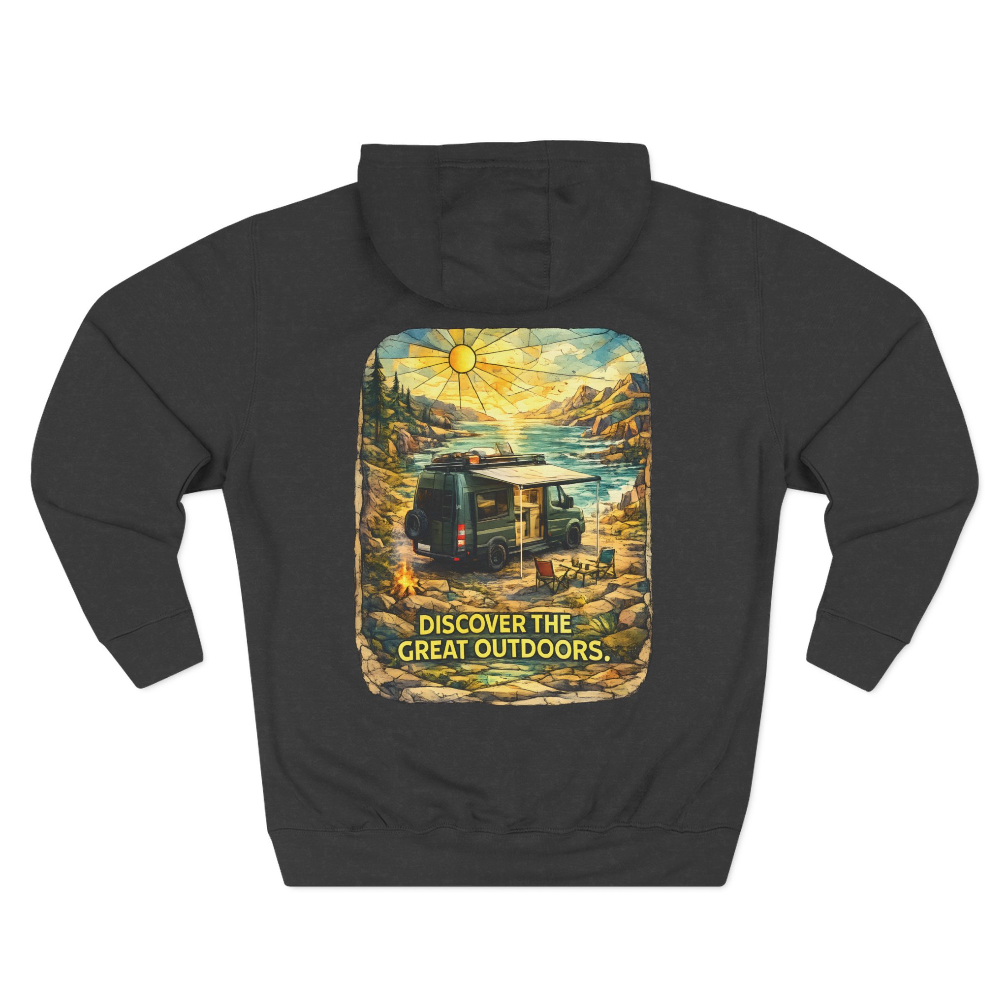 Three-Panel Fleece Hoodie - "Discover The Great Outdoors" Design Cubic-Line