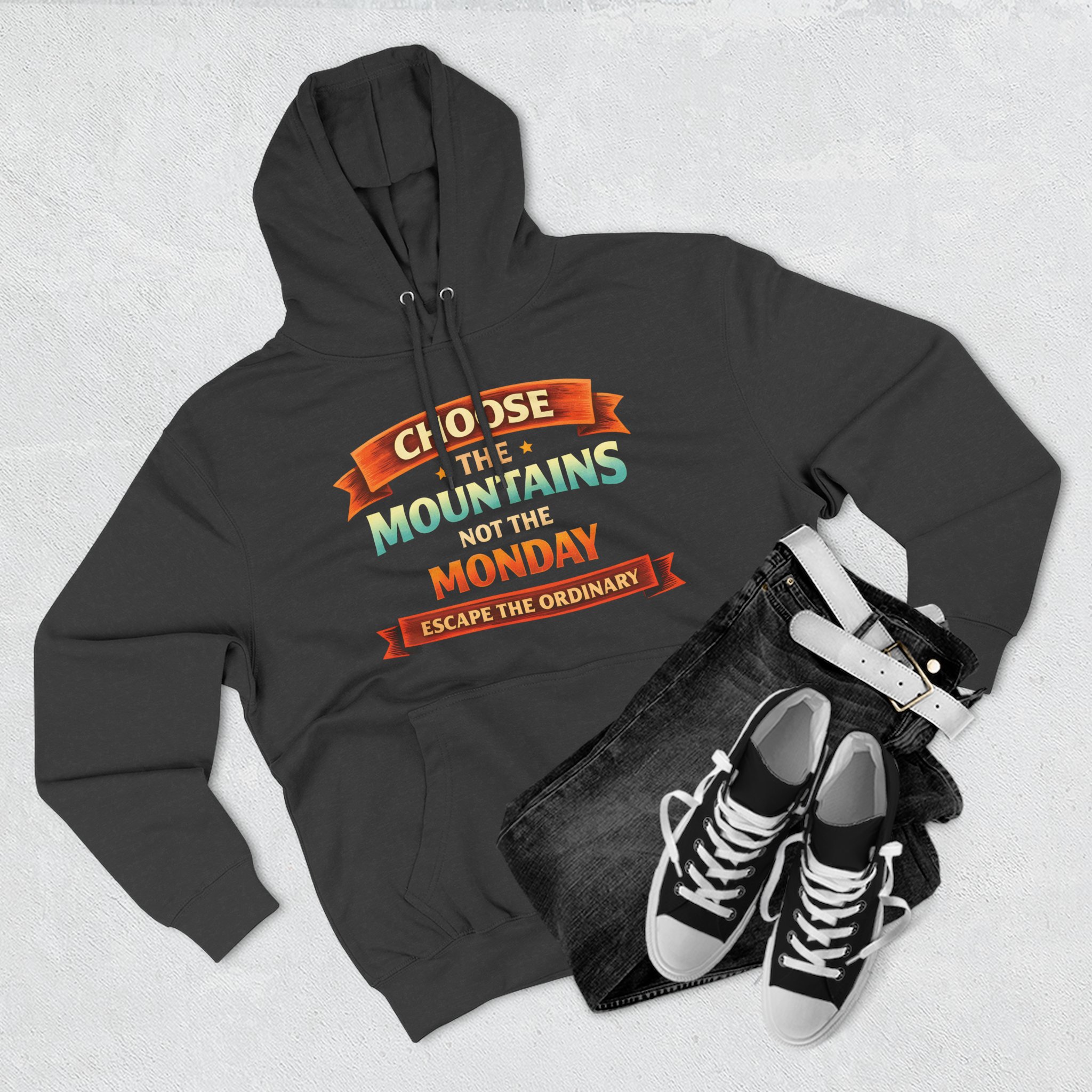 Three-Panel Fleece Hoodie - "Choose The Mountens" Design Scenic-Line