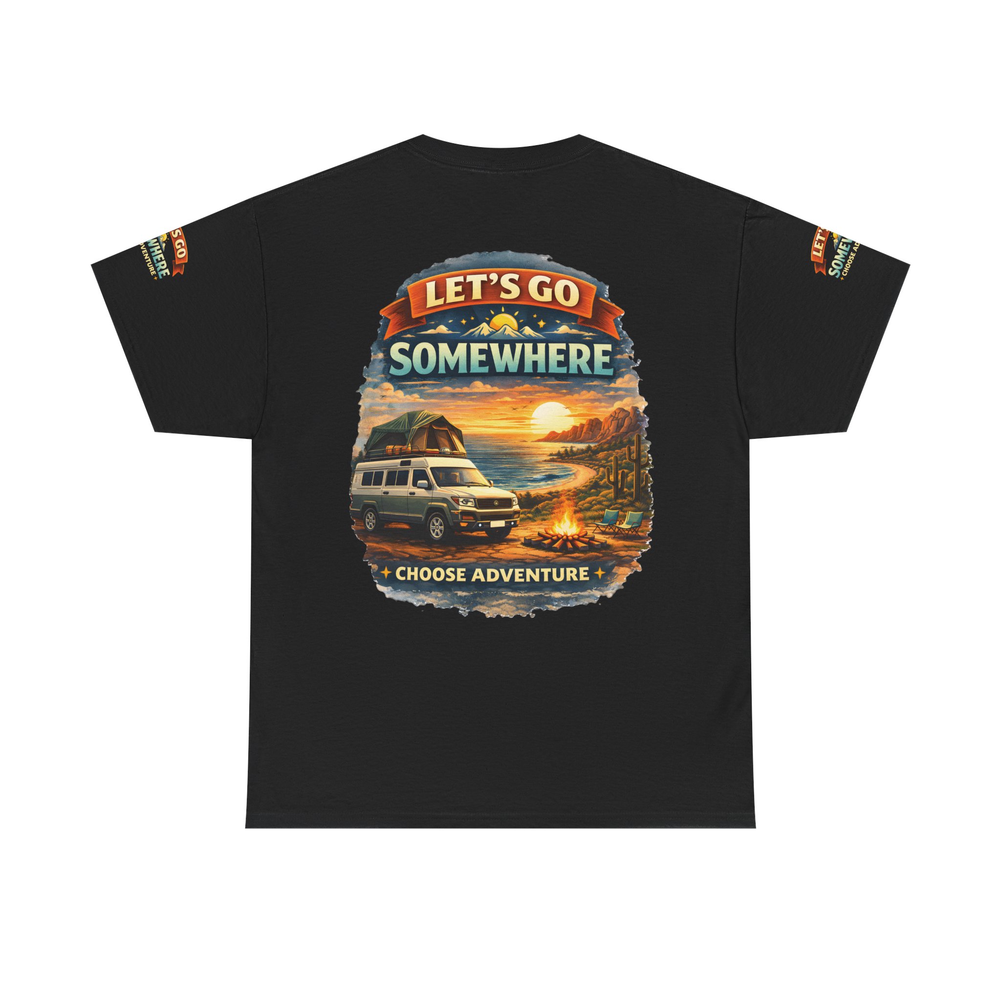 Unisex Heavy Cotton Tee — "Lets Go Somewhere" Design Scenic-Line