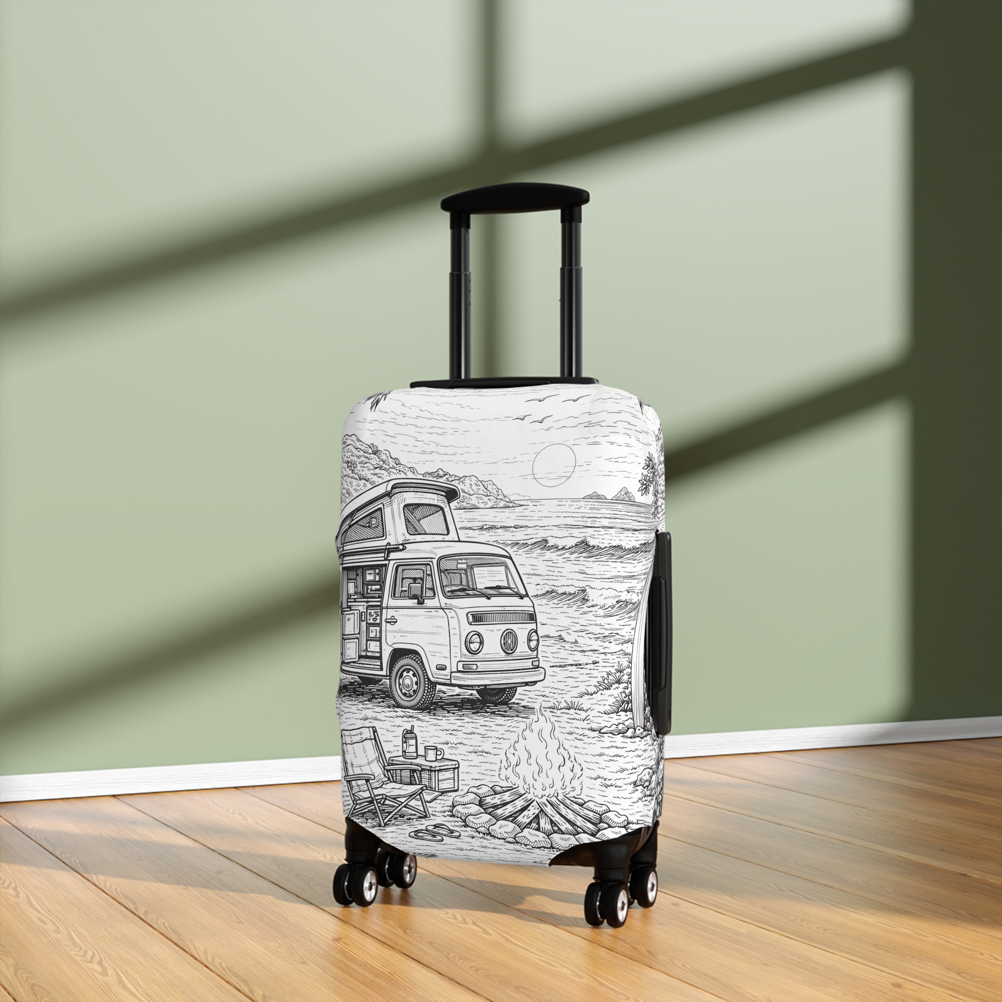 Luggage Cover — Adventure Camper Sketch Travel Suitcase