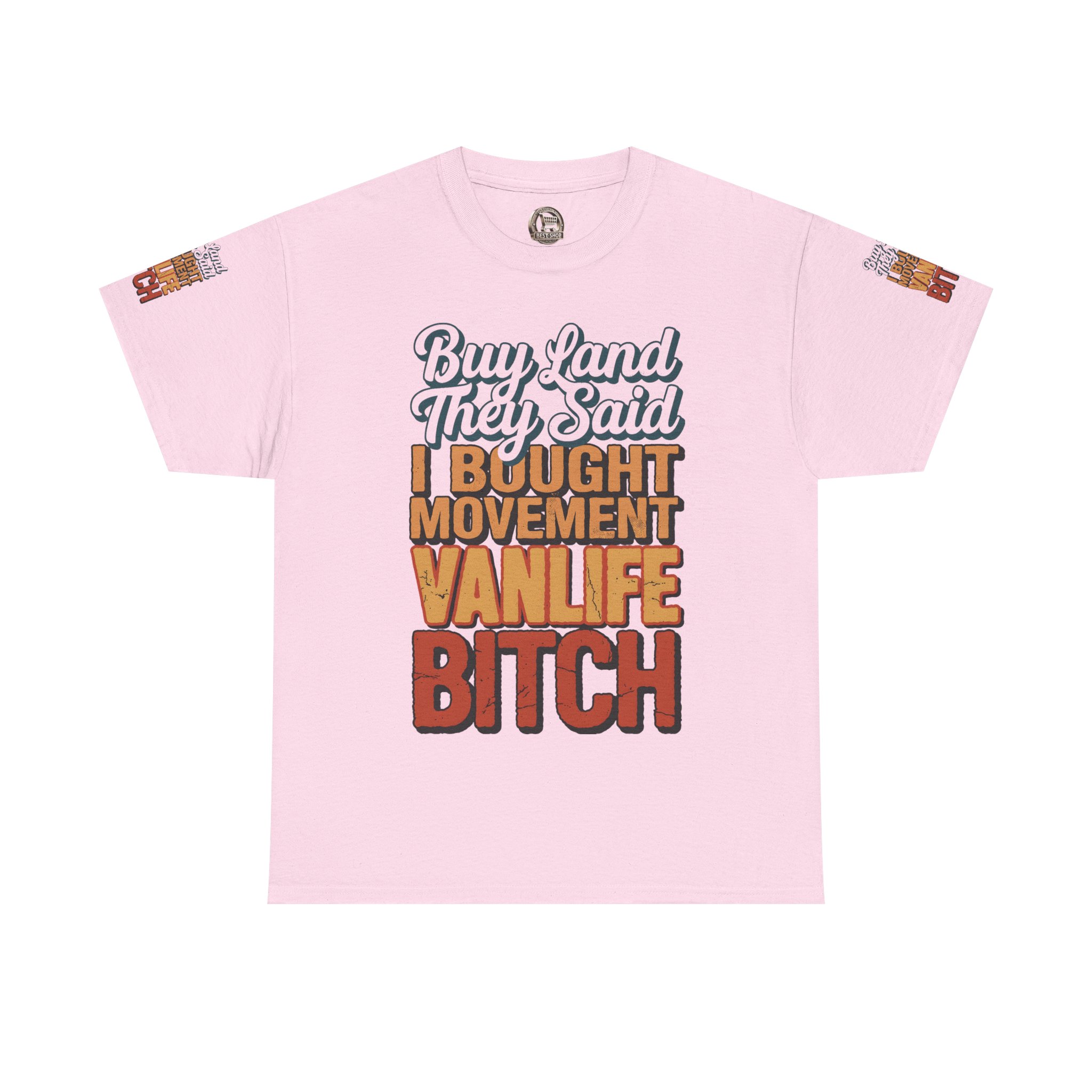 Unisex Heavy Cotton Tee — "Buy Land They Said" Design F**K-Line