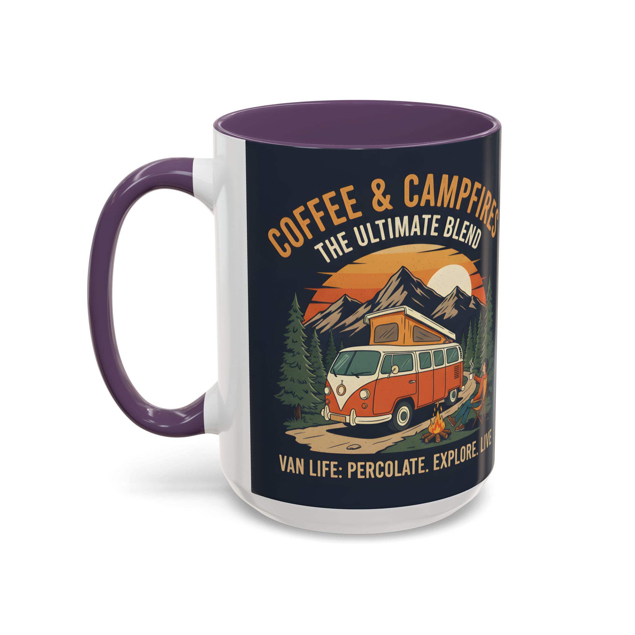 Accent Coffee Mug (11, 15oz) — "Coffee and campfires"