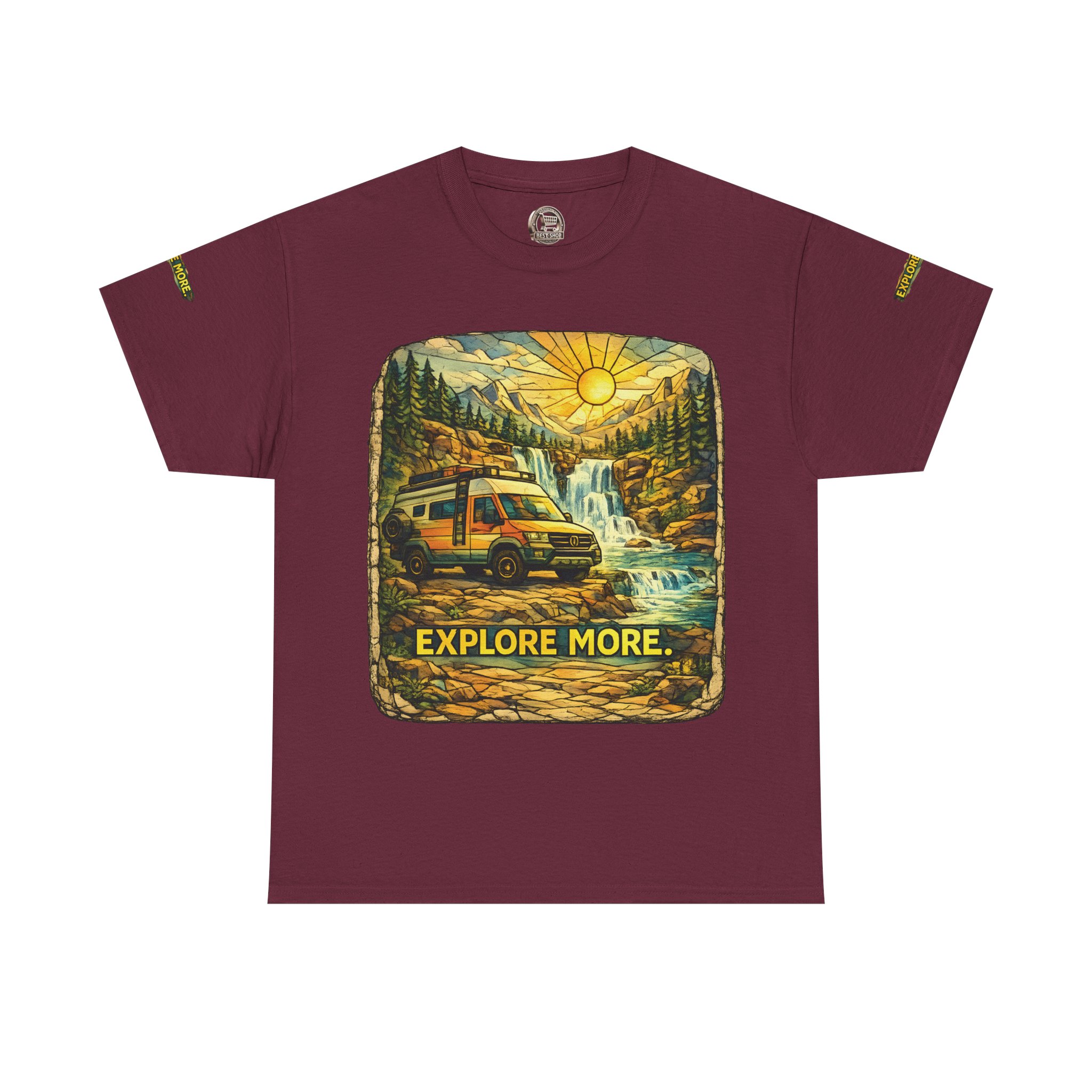 Unisex Heavy Cotton Tee — "Explore More" Design Cubic-Line