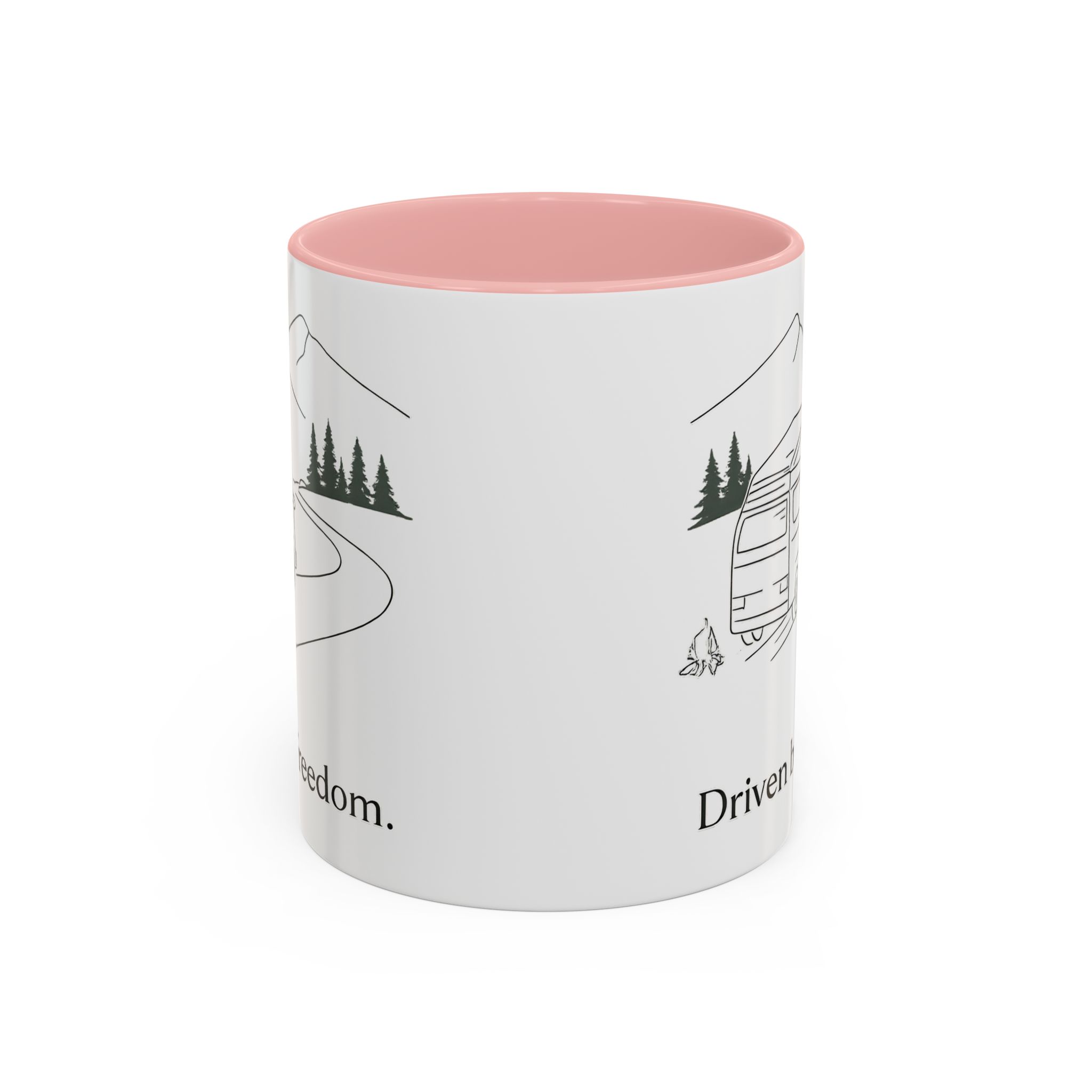 Accent Coffee Mug (11, 15oz) — "Driven By Freedom" Design Minimal-Line