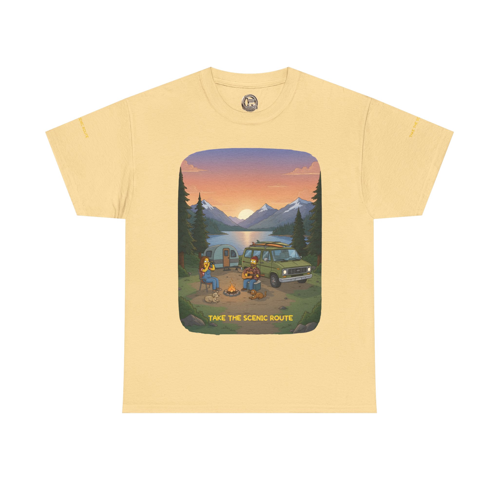 Unisex Heavy Cotton Tee — "Take The Scenic Route" Design Sitcom-Line