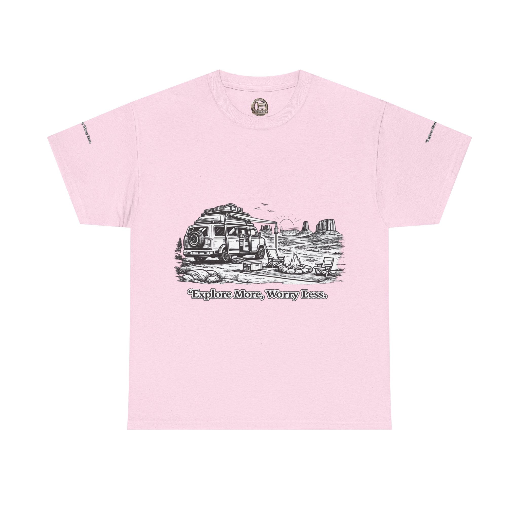 11004631923336373623_2048.jpeg Unisex Heavy Cotton Tee — "Explore More Worry Less" Design Minimal-Line