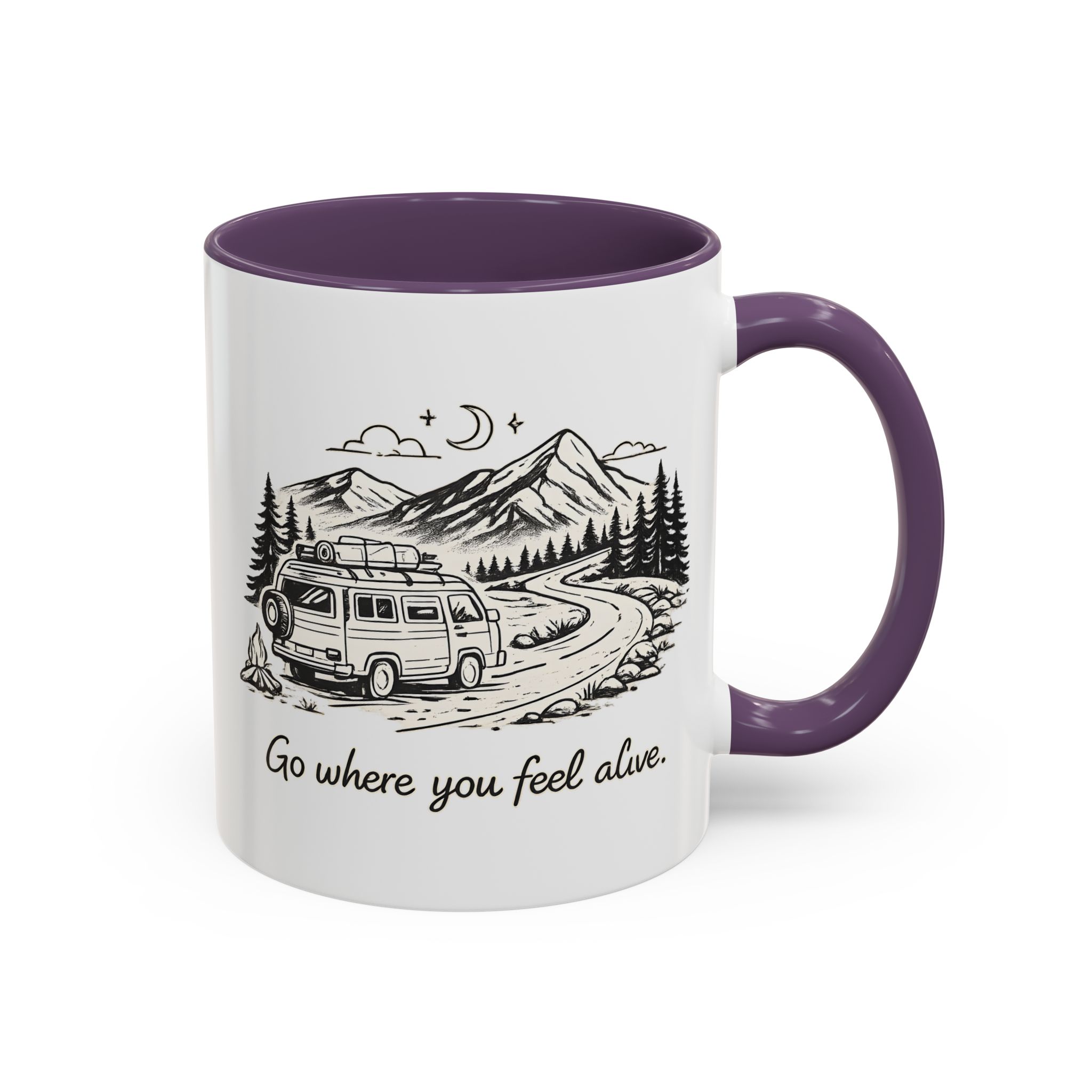 Accent Coffee Mug (11, 15oz) — "Go Where You Feel Alive" Design Minimal-Line