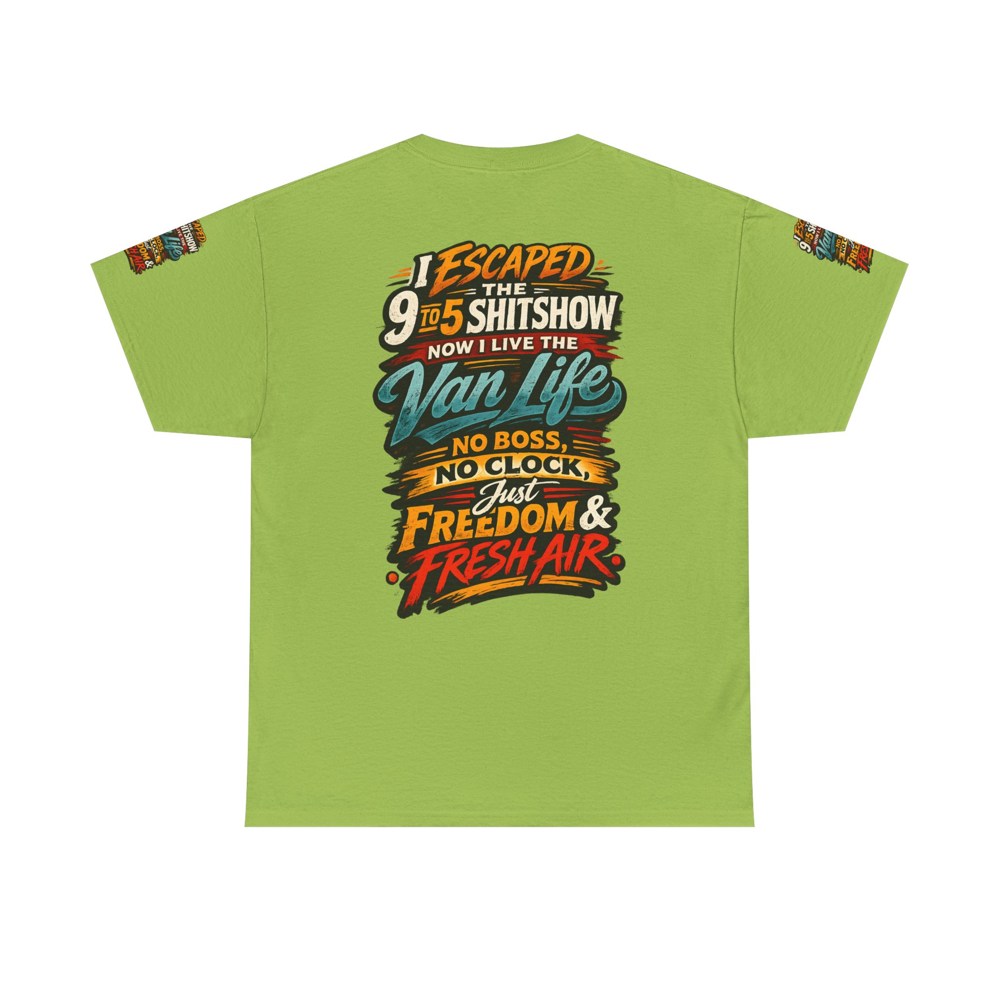 Unisex Heavy Cotton Tee — "I Escaped The 9 To 5" Design F**K-Line