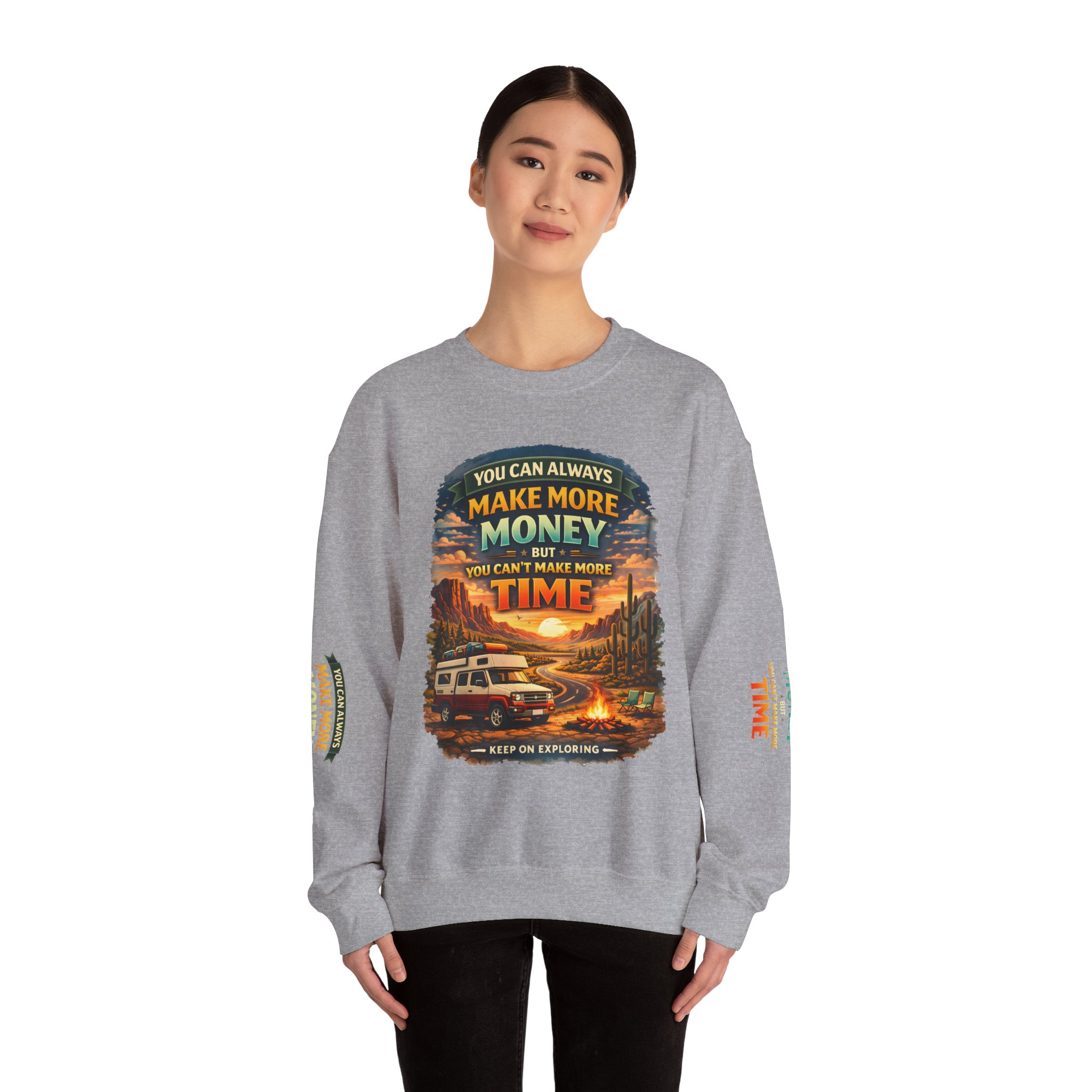 Unisex Heavy Blend™ Crewneck Sweatshirt — "You Can Always Make More Money" Design Scenic-Line