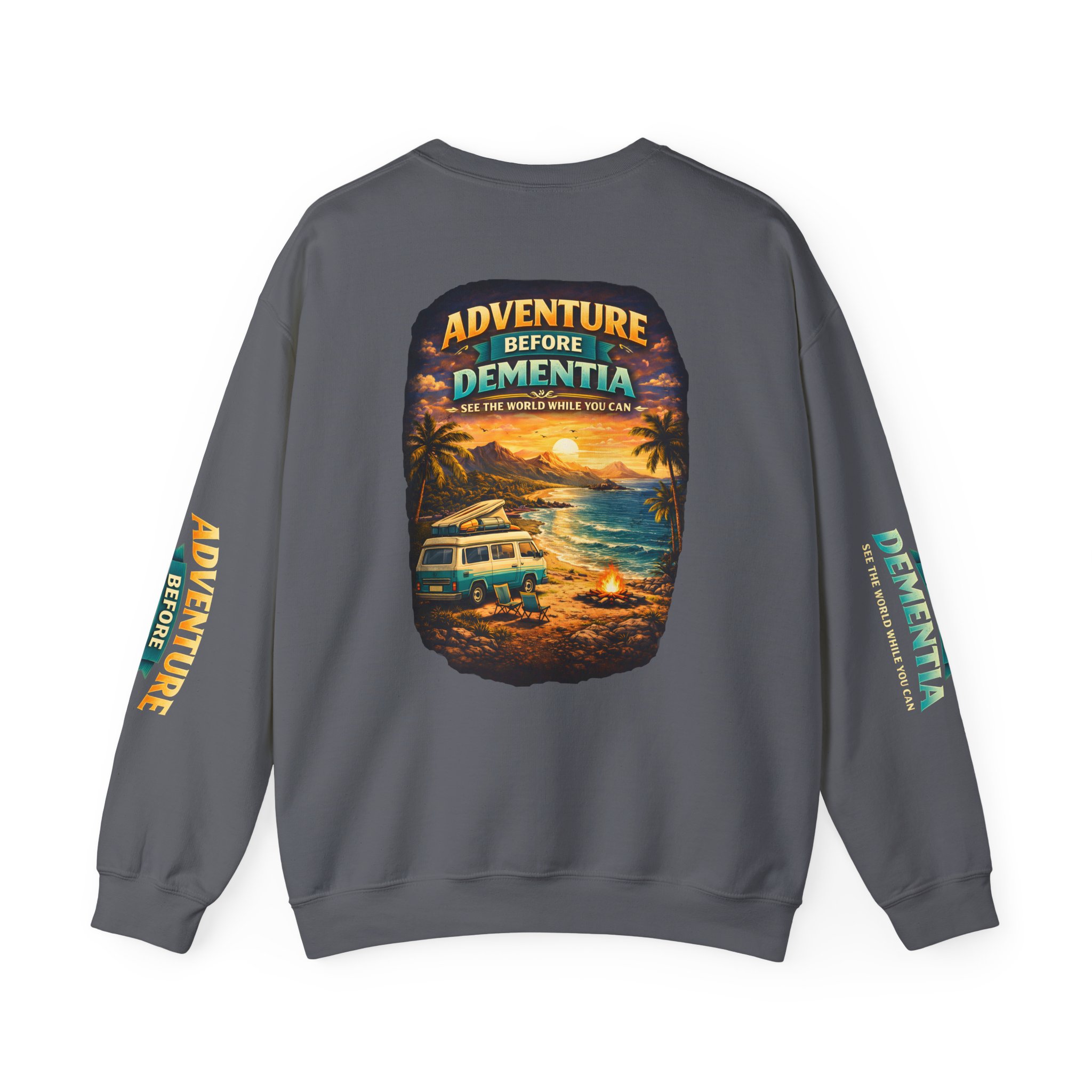 Unisex Heavy Blend™ Crewneck Sweatshirt — "Adventure Before Dementia" Design Scenic-Line