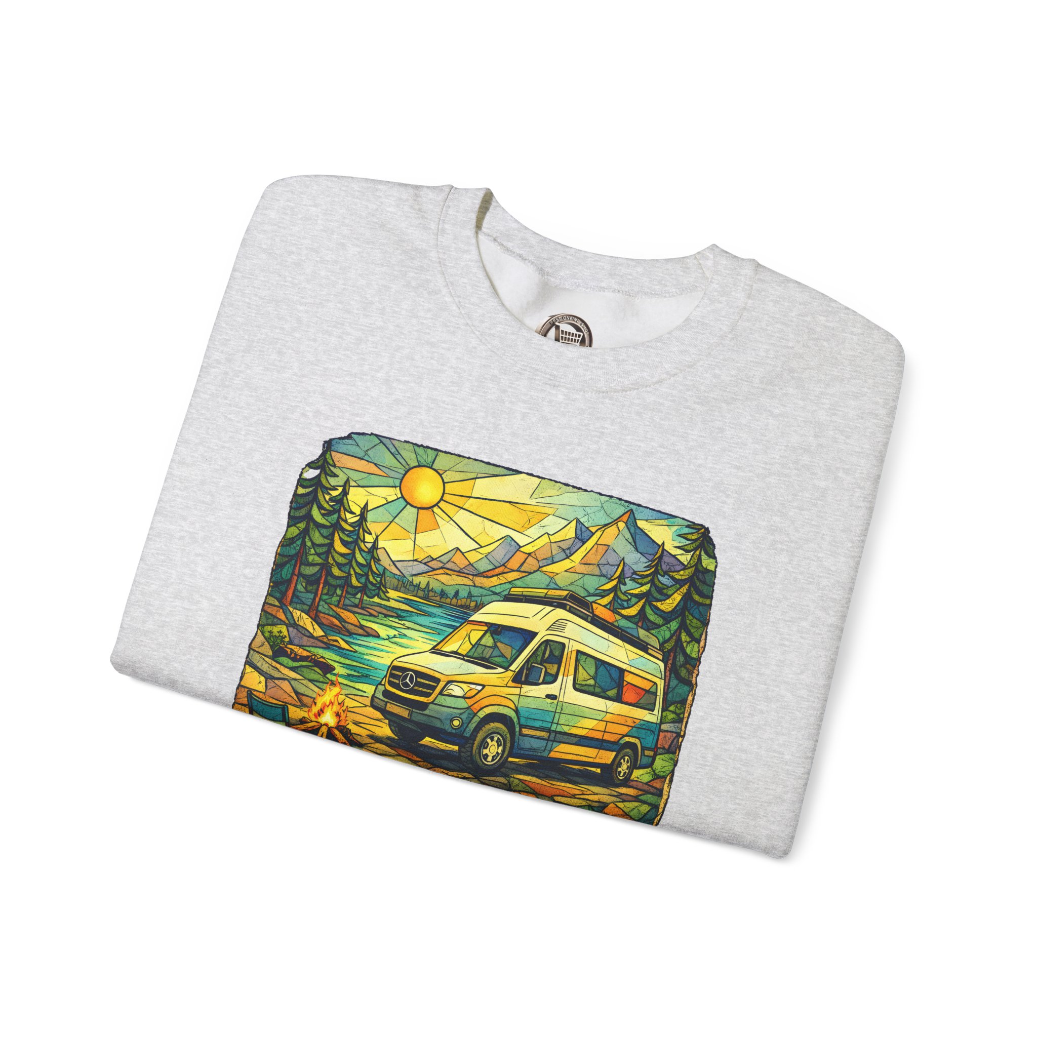 Unisex Heavy Blend™ Crewneck Sweatshirt — "Go Where You Feel Most Alive" Design Cubic-Line