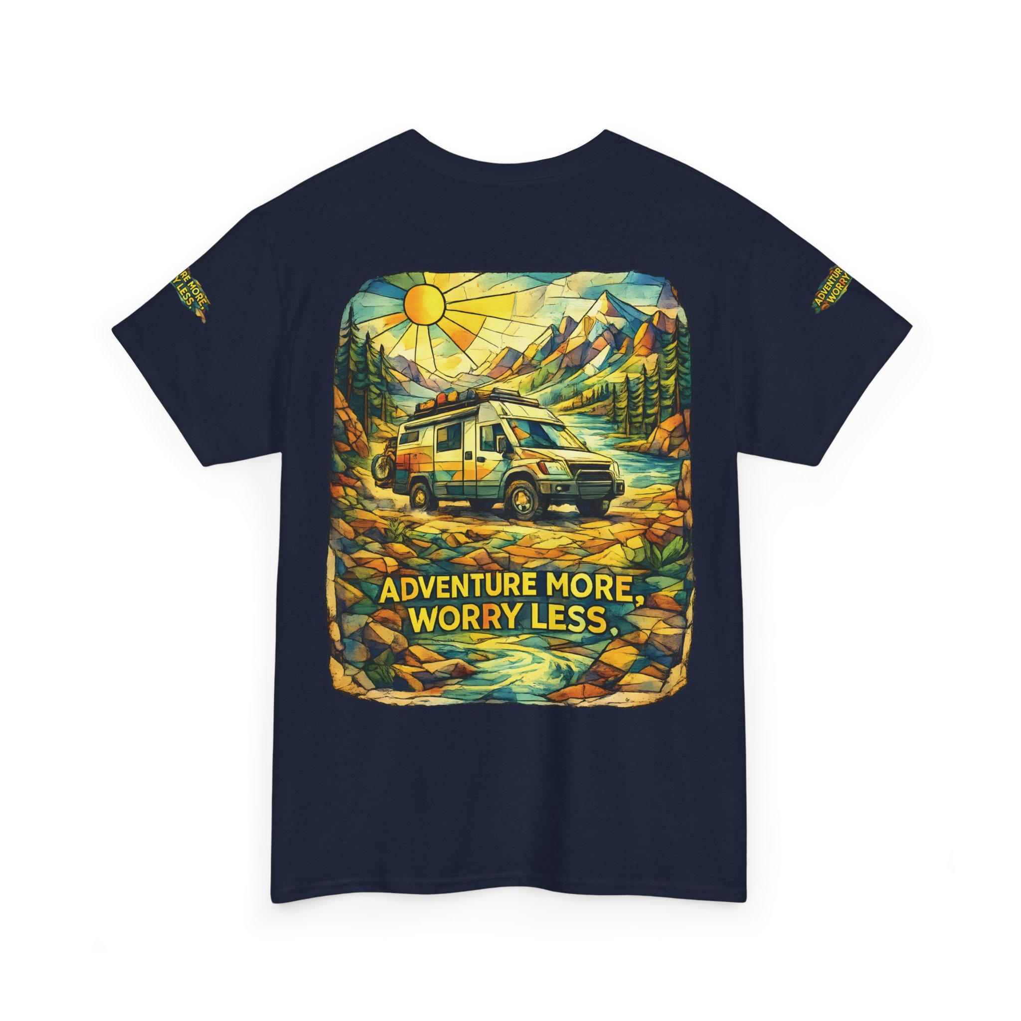 11045101525367390737_2048.jpeg Unisex Heavy Cotton Tee — "Adventure More Worry Less" Design Cubic-Line