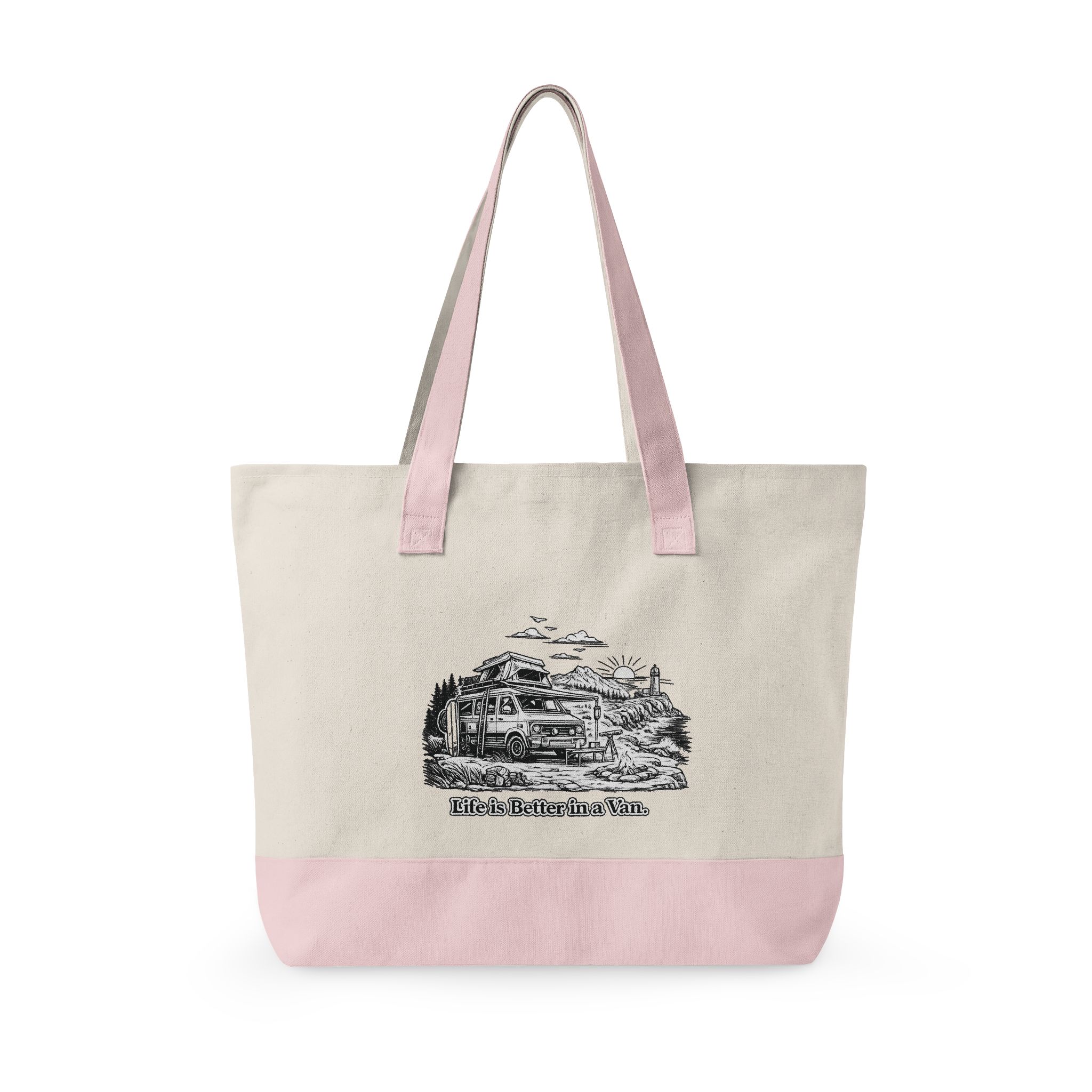 Zippered Canvas Tote — "Life Is Better In A Van" (Design Minimal-Line)