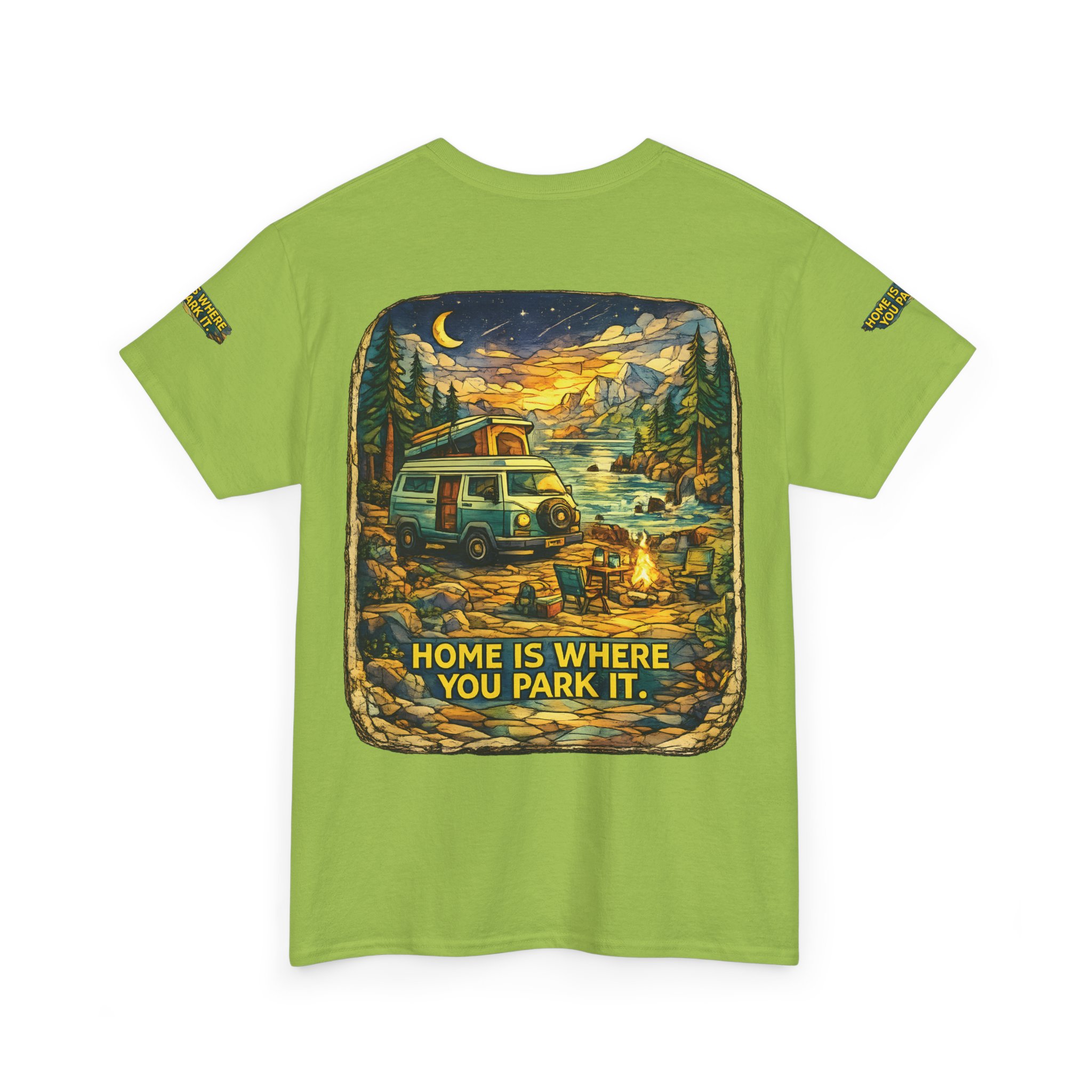 Unisex Heavy Cotton Tee — "Home Is Where You Park It" Design Cubic-Line