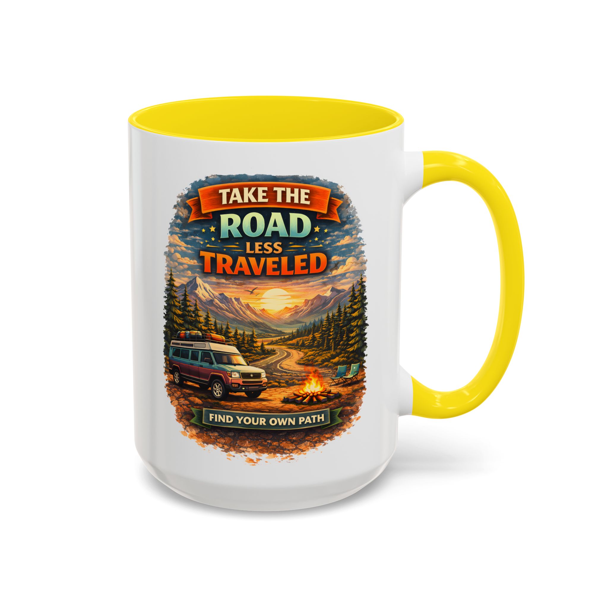 11049863284969411754_2048.jpeg Accent Coffee Mug (11, 15oz) — "Take The Road Less Traveled" Design Scenic-Line
