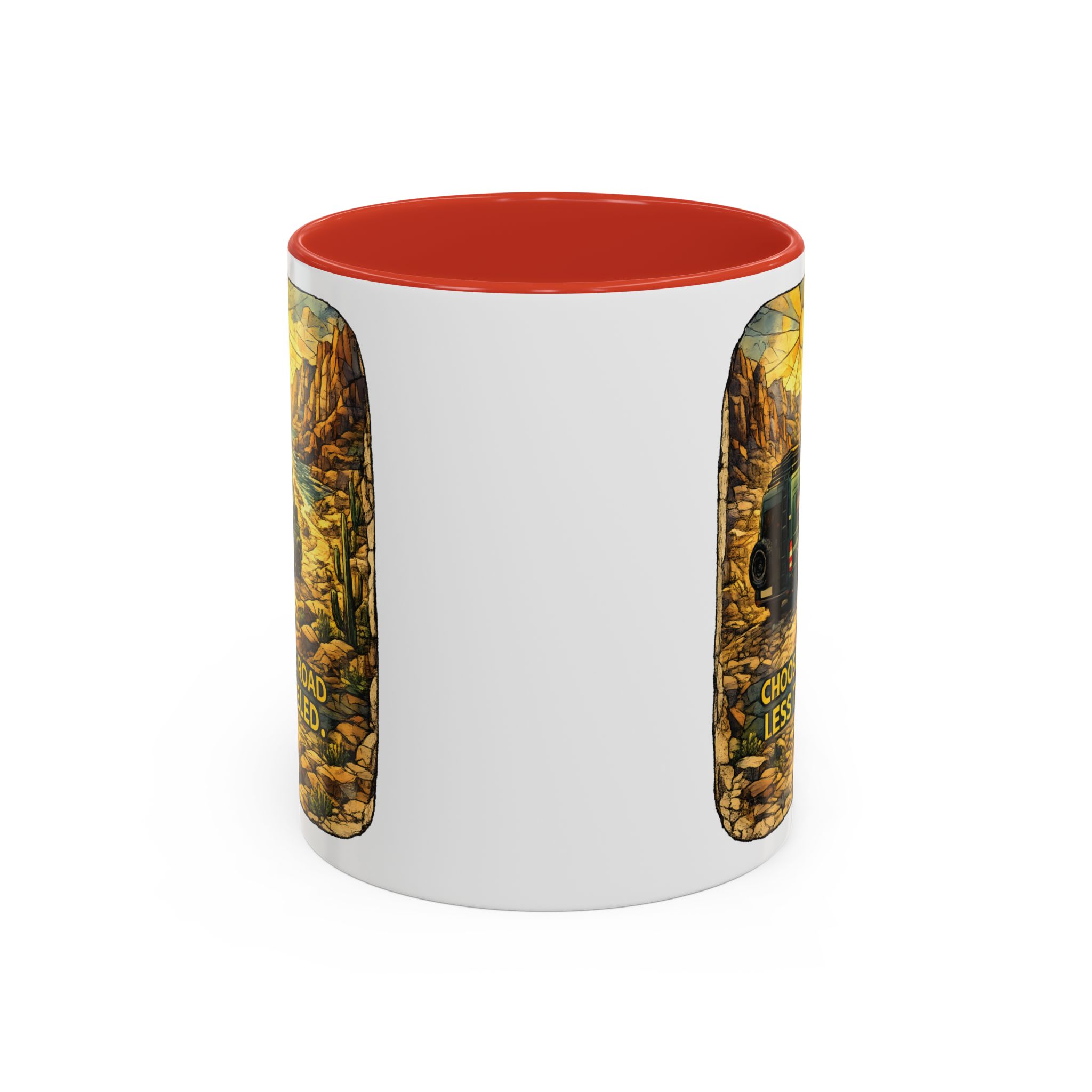 Accent Coffee Mug (11, 15oz) — "Choose The Road Less Traveled" Design Cubic-Line