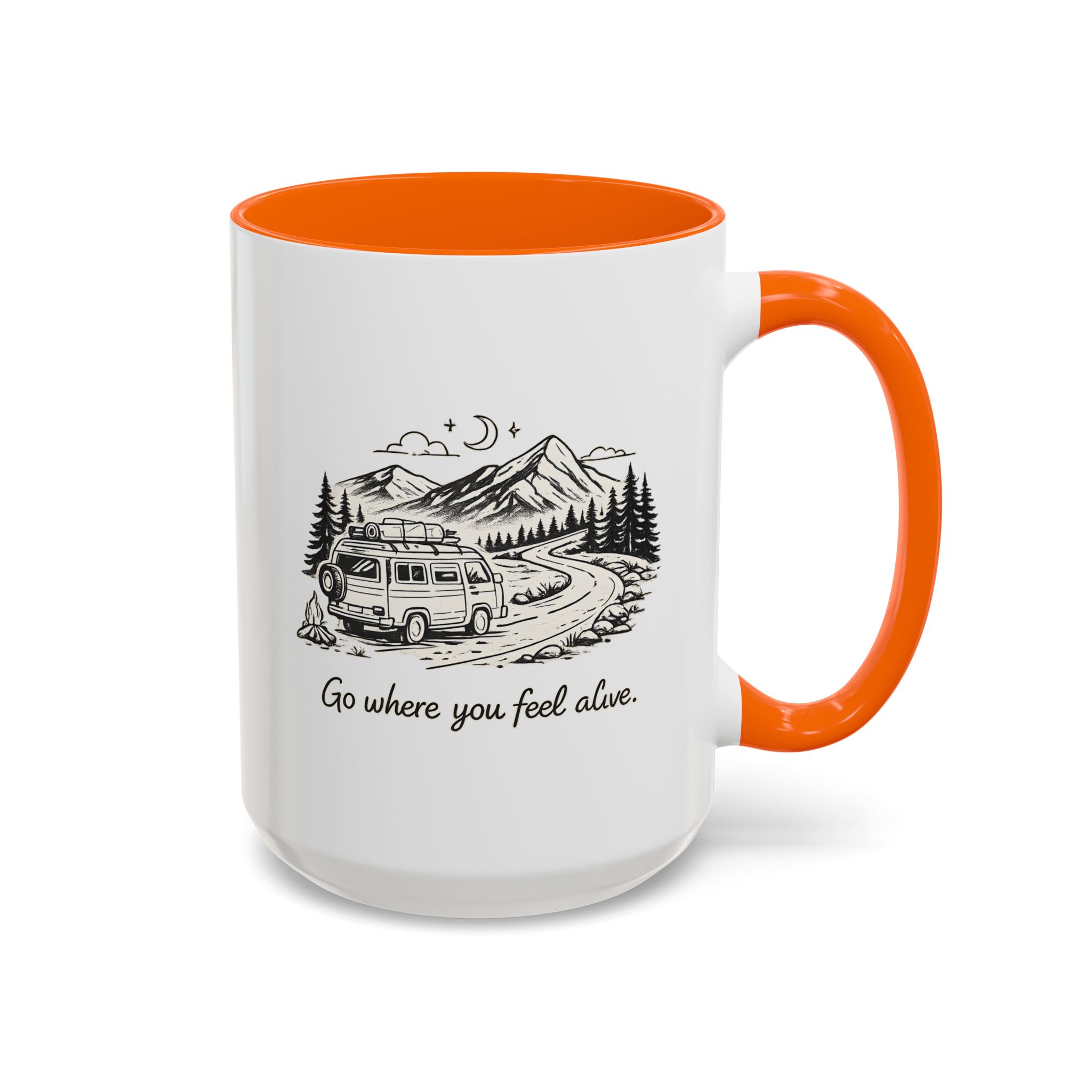 Accent Coffee Mug (11, 15oz) — "Go Where You Feel Alive" Design Minimal-Line