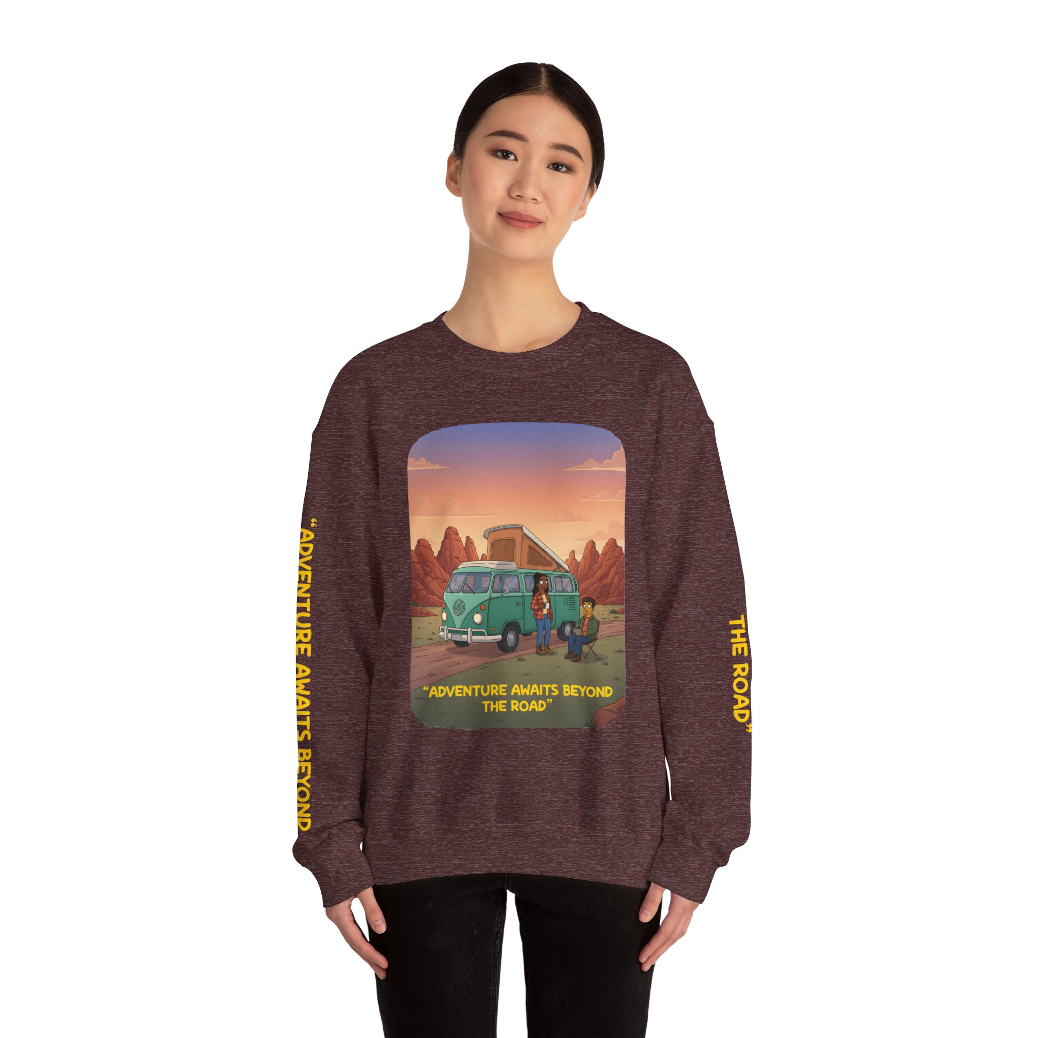 11061440279671348509_2048.jpeg Unisex Heavy Blend™ Crewneck Sweatshirt — "Adventure Awaits Beyond The Road" Design Sitcom-Line