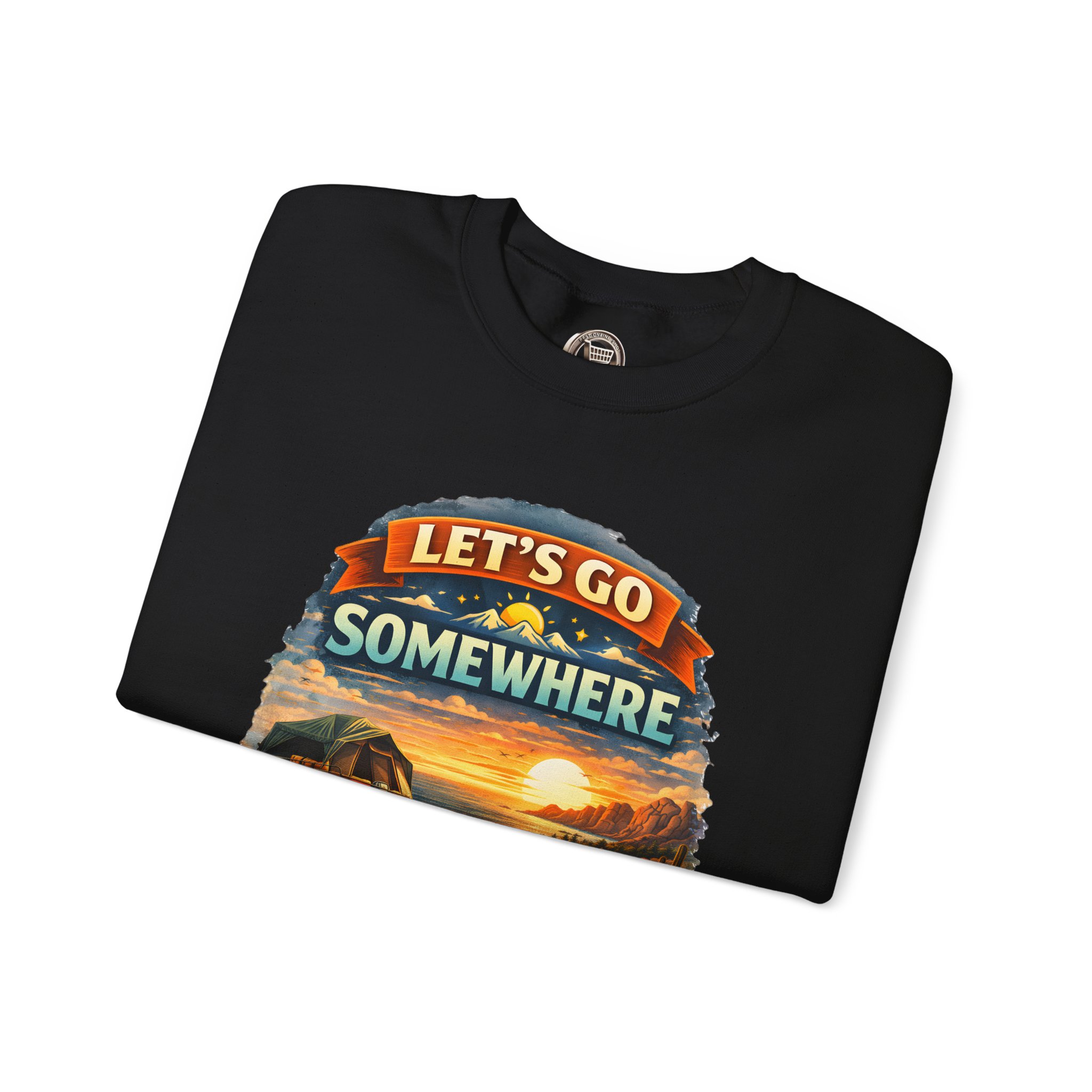 Unisex Heavy Blend™ Crewneck Sweatshirt — "Lets Go Somewhere" Design Scenic-Line