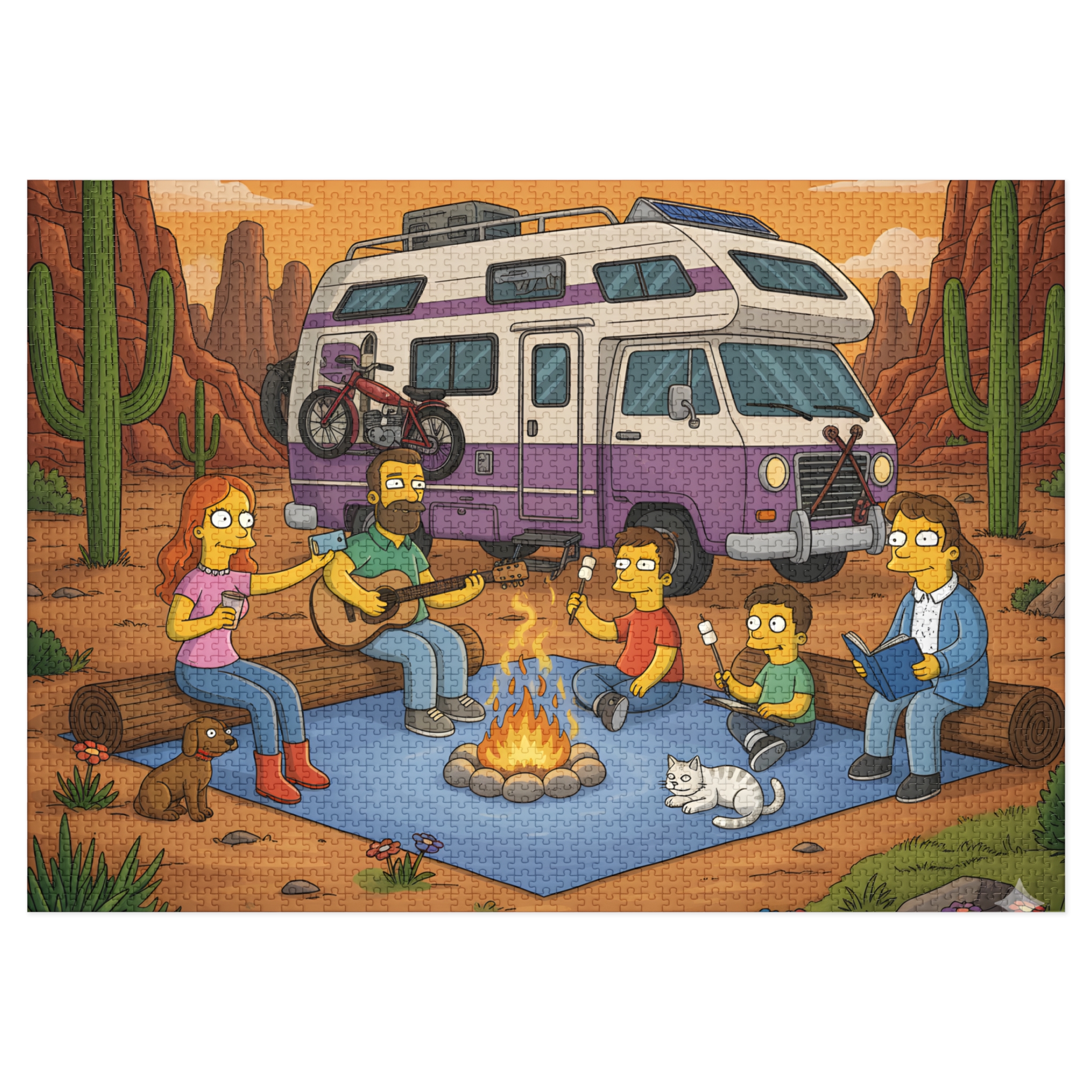 Jigsaw Puzzle with Tin – RV Campfire Design