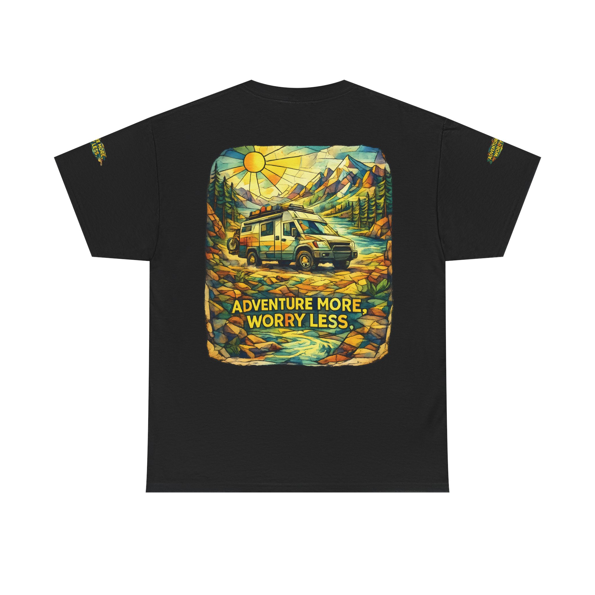 1106703962787670250_2048.jpeg Unisex Heavy Cotton Tee — "Adventure More Worry Less" Design Cubic-Line
