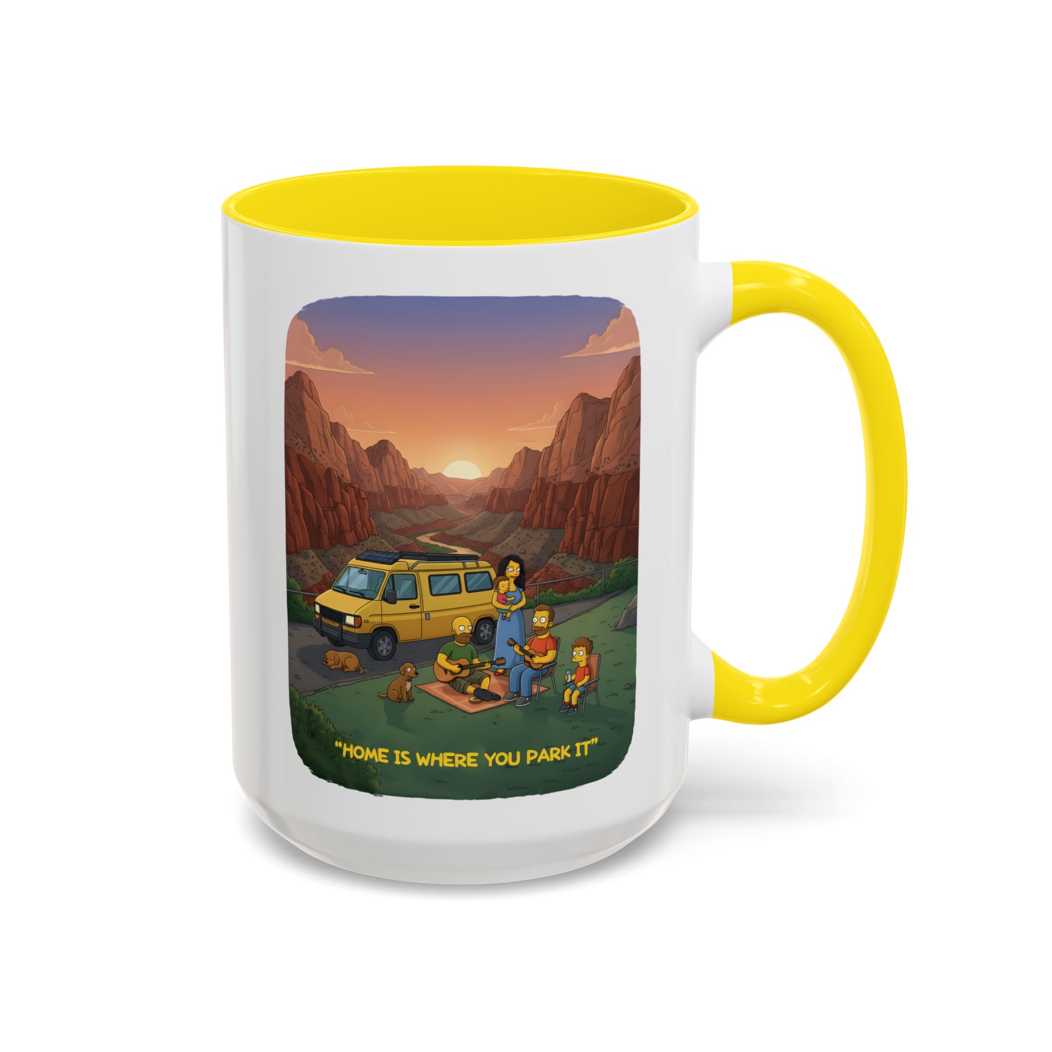 Accent Coffee Mug (11, 15oz) — "Home Is Where You Park It" Design Sitcom-Line