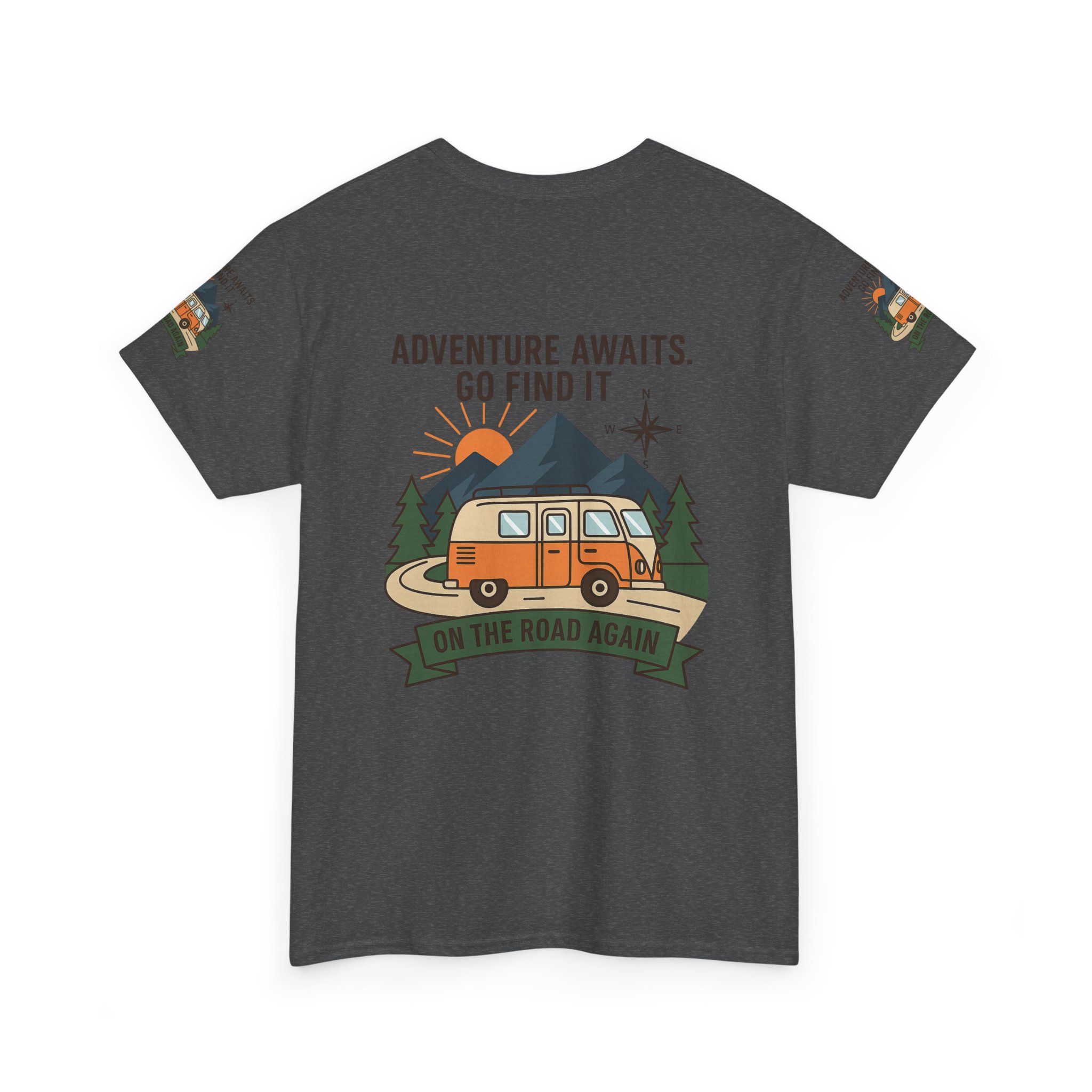 11078661900205500042_2048.jpeg Unisex Heavy Cotton Tee — 'Adventure Awaits. Go Find It' Camper Van T‑Shirt