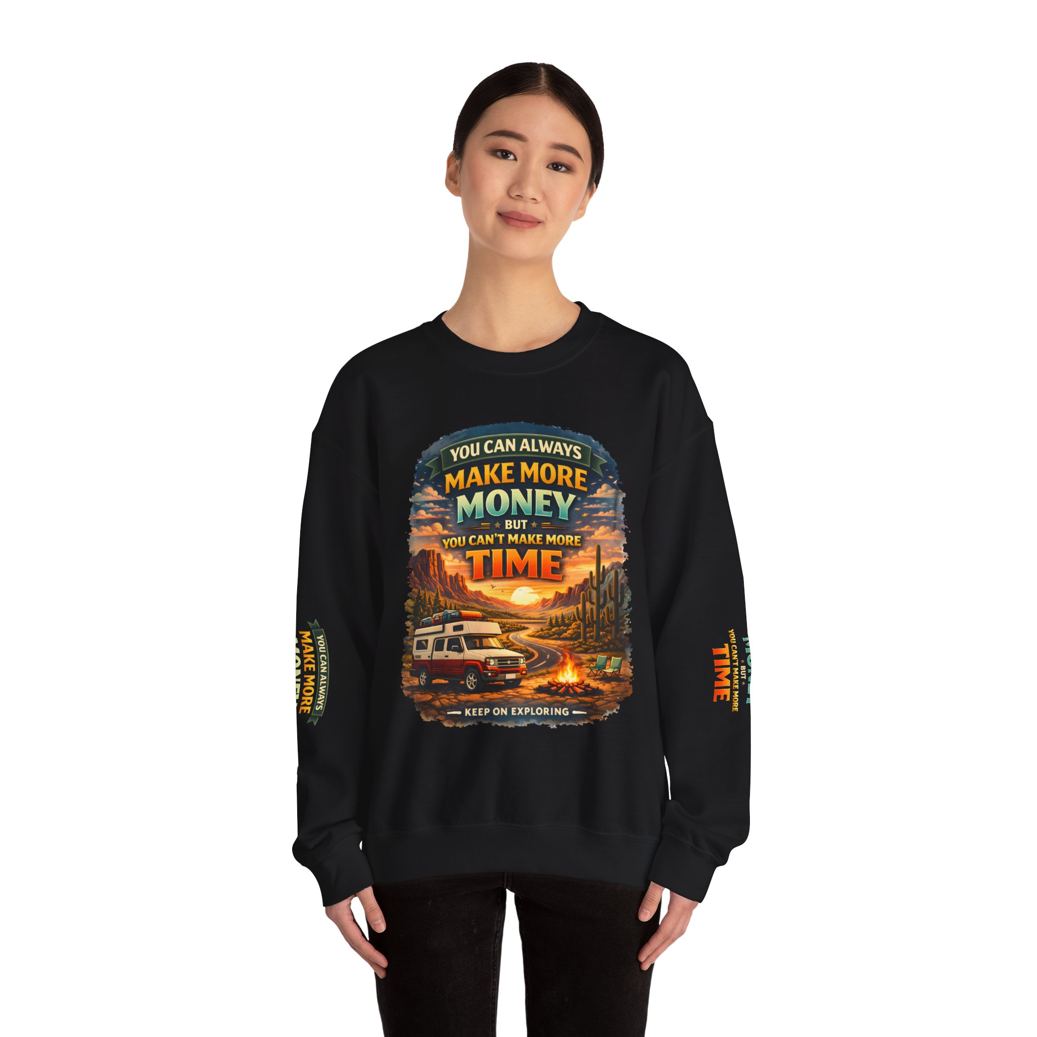 Unisex Heavy Blend™ Crewneck Sweatshirt — "You Can Always Make More Money" Design Scenic-Line
