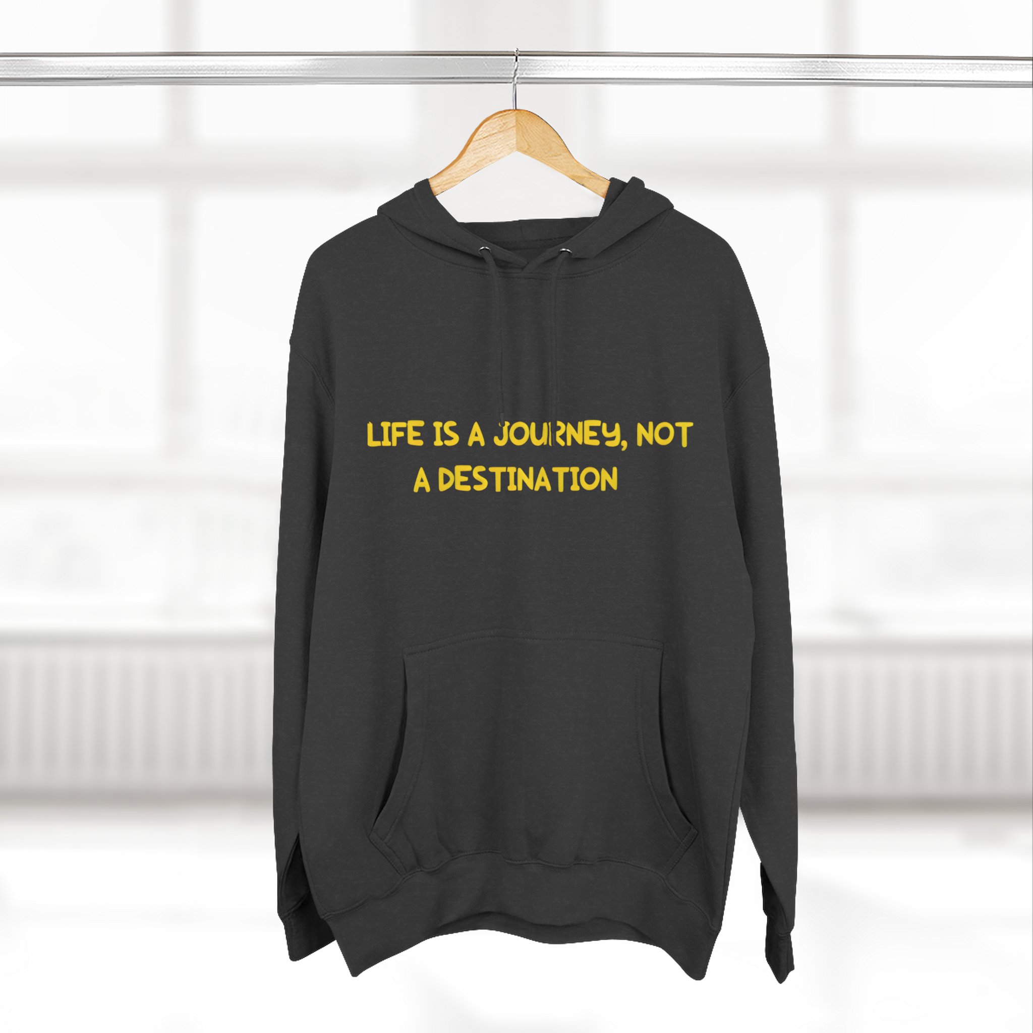 Three-Panel Fleece Hoodie - "Life Is A Journey-Not A Destination" Design Sitcom-Line