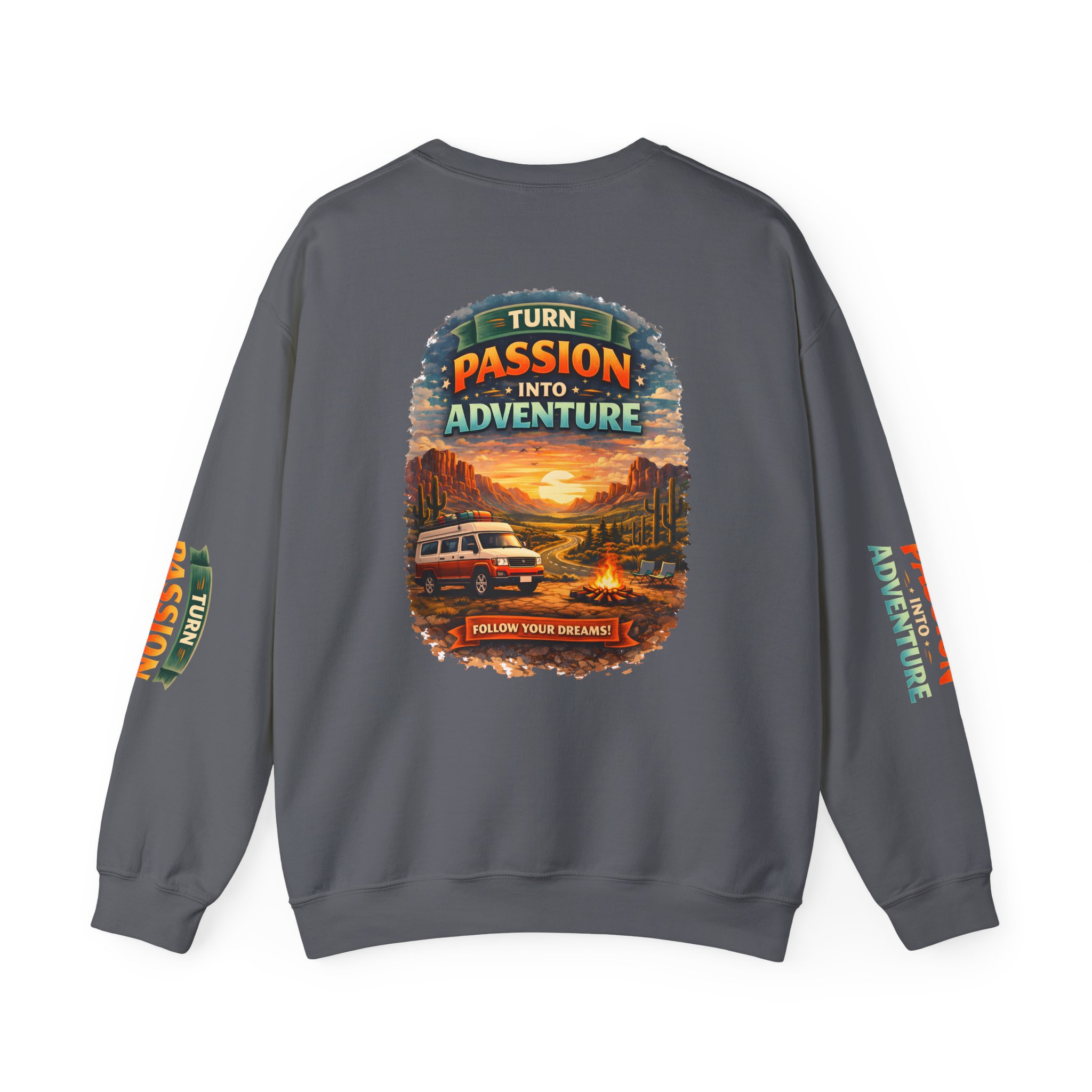 Unisex Heavy Blend™ Crewneck Sweatshirt — "Turn Passion Into Adventure" Design Scenic-Line